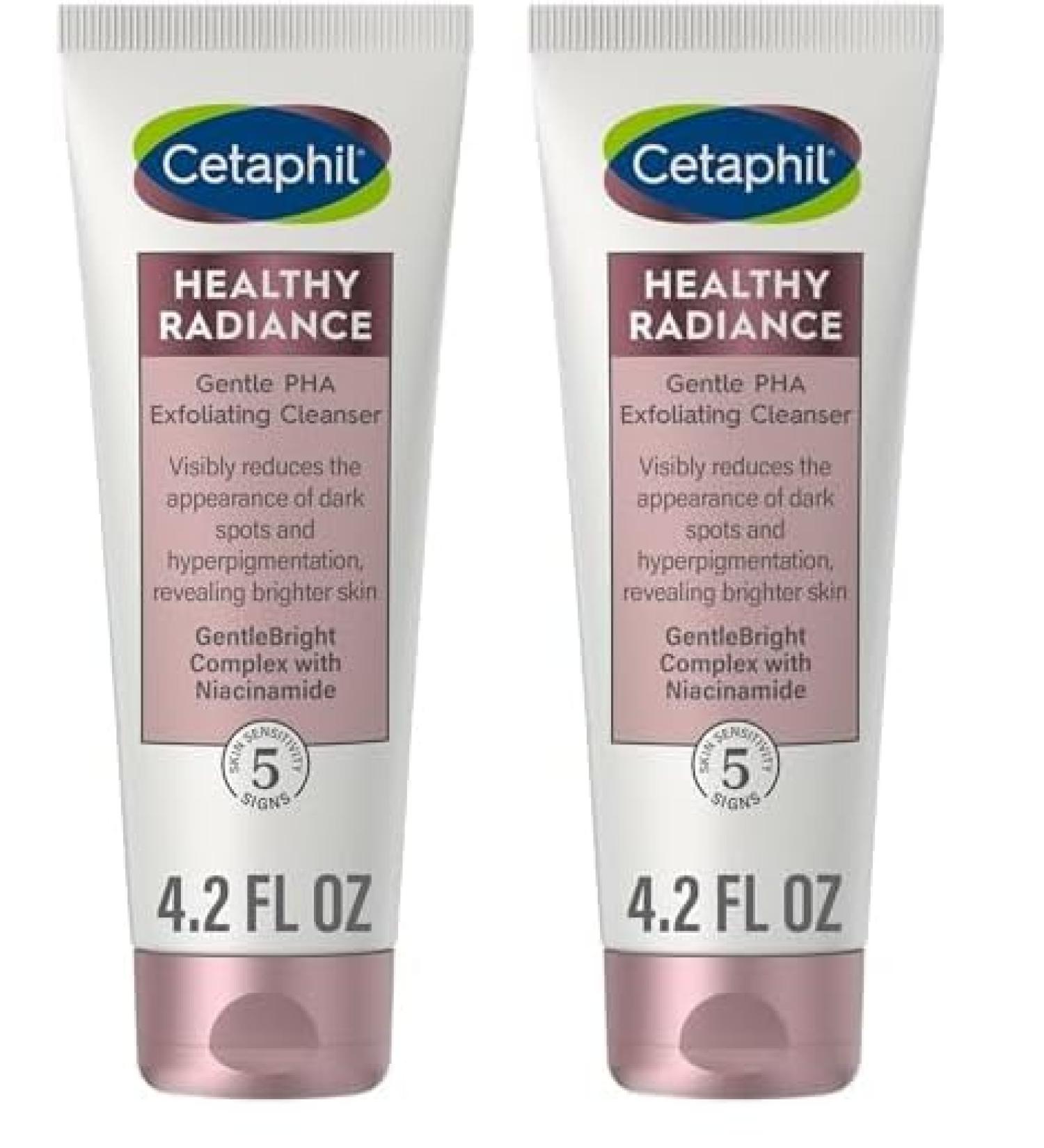 Cetaphil Face Wash - Healthy Radiance Exfoliating Cleanser for Sensitive Skin Reduces Dark Spots & Hyperpigmentation Hypoallergenic Fragrance-Free - 4.2oz - Buy Online on GoSupps.com