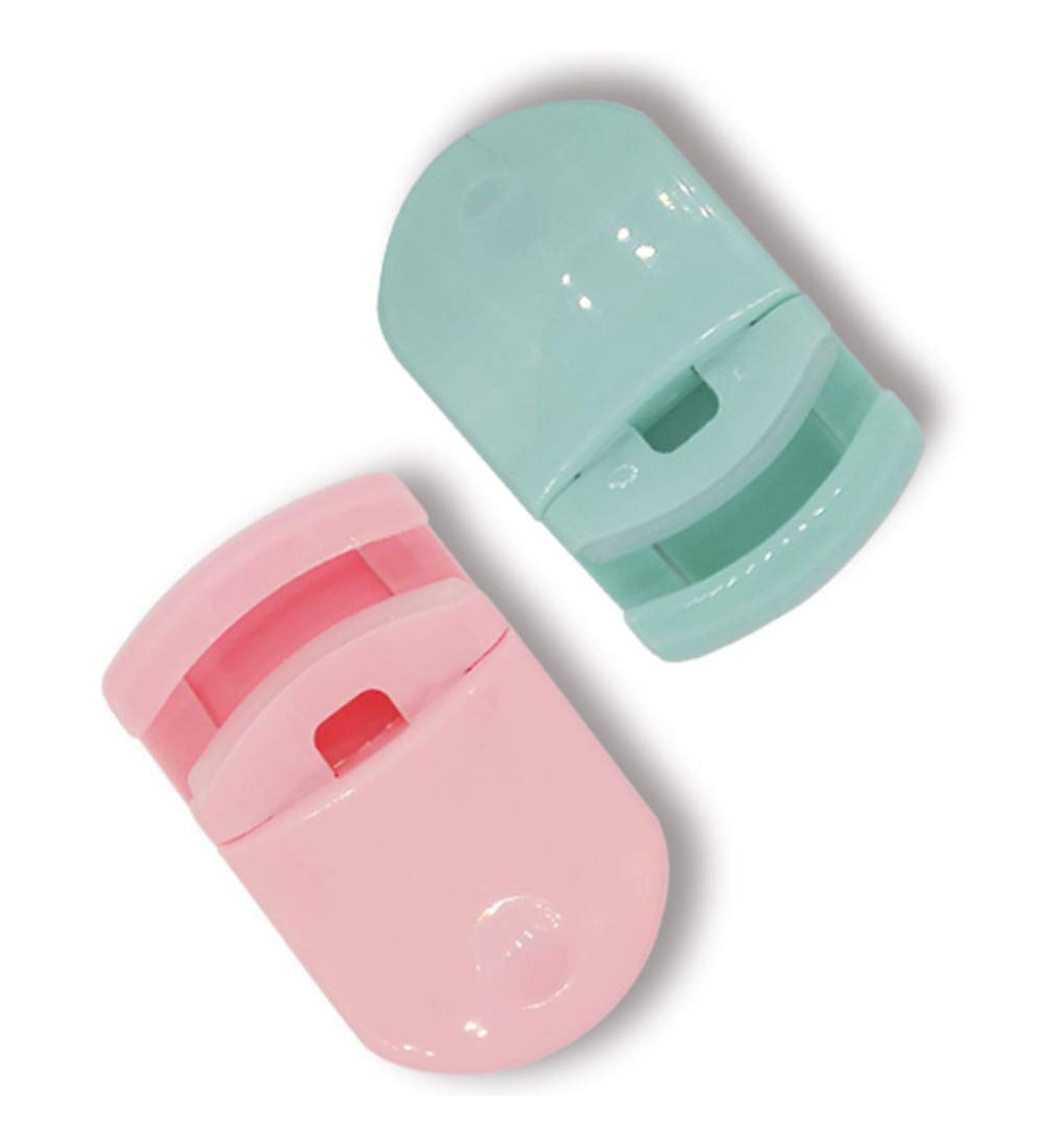 Mini Portable Eyelash Curlers Set - Travel Plastic Curlers with Replacement Pads - Gentle on All Eye Shapes - Pink & Green - Buy Online on GoSupps.com
