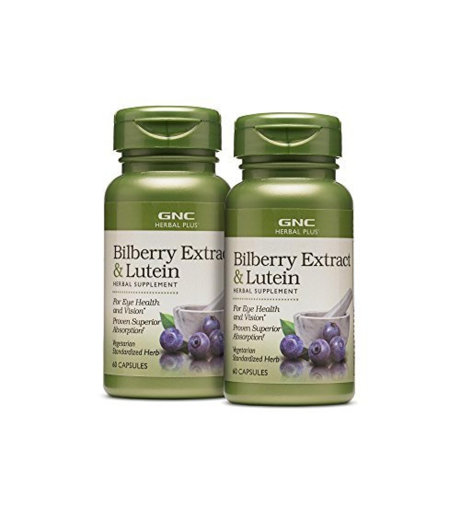 GNC Herbal Plus Bilberry Extract with Lutein Twin Pack - 60 Capsules | Supports Eye and Vision Health - Buy Online on GoSupps.com