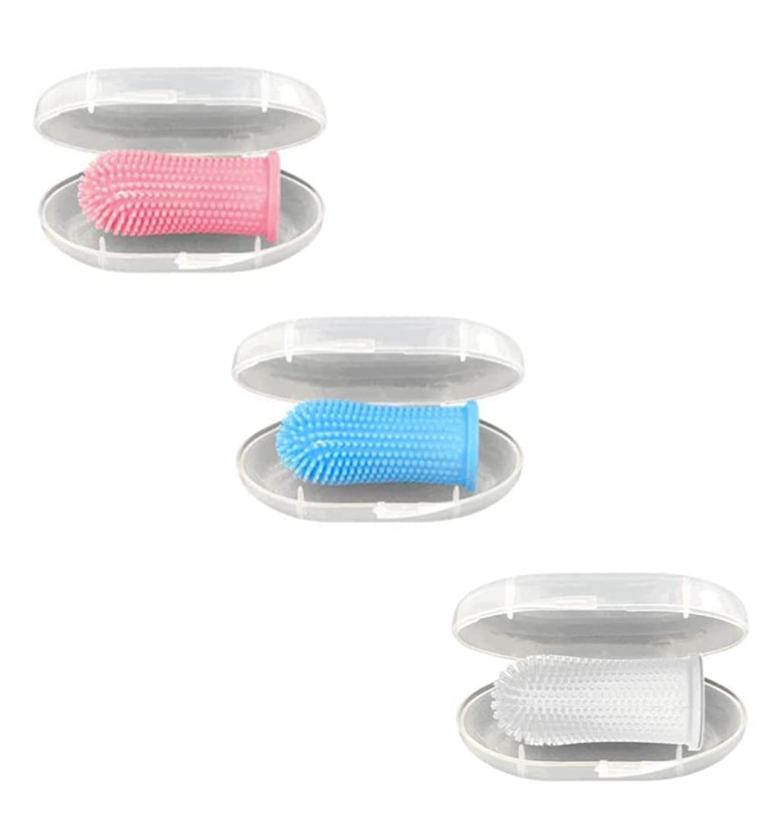 3 Pieces Pet Fingerbrush Silicone Finger Toothbrush Silicone Pet Toothbrushes for Pet Cat and Dog Teeth Cleaning Blue wd2 - Buy Online on GoSupps.com