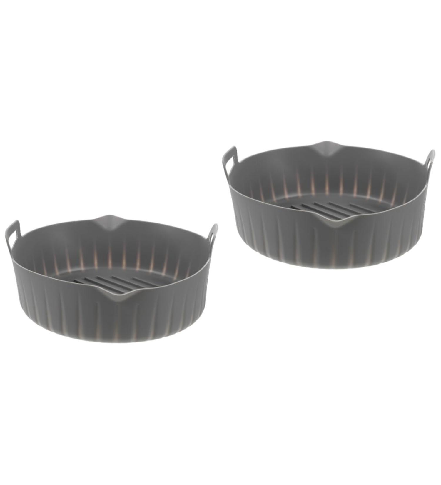 Zerodeko 2pcs Air Fryer Pan Deep Fryer Silicone Bakeware Silicone Air Fryer Liner to Rotate Household Food Greyx2pcs 23X20X8CMx2pcs - Buy Online on GoSupps.com