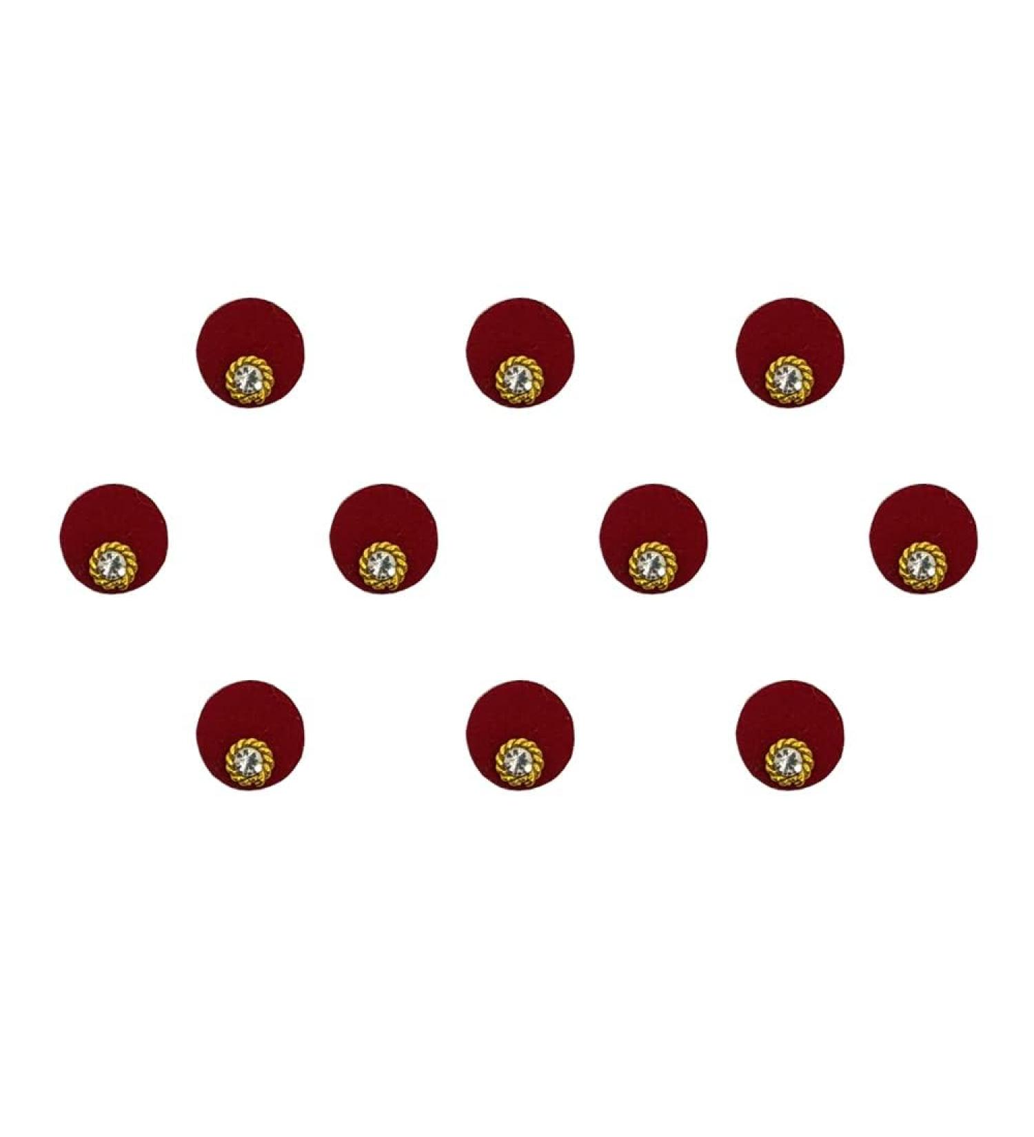 Buy Maroon Round Velvet Bindi for Women | Single Stone 7mm Bindi for Girls - Shop Internationally - Buy Online on GoSupps.com
