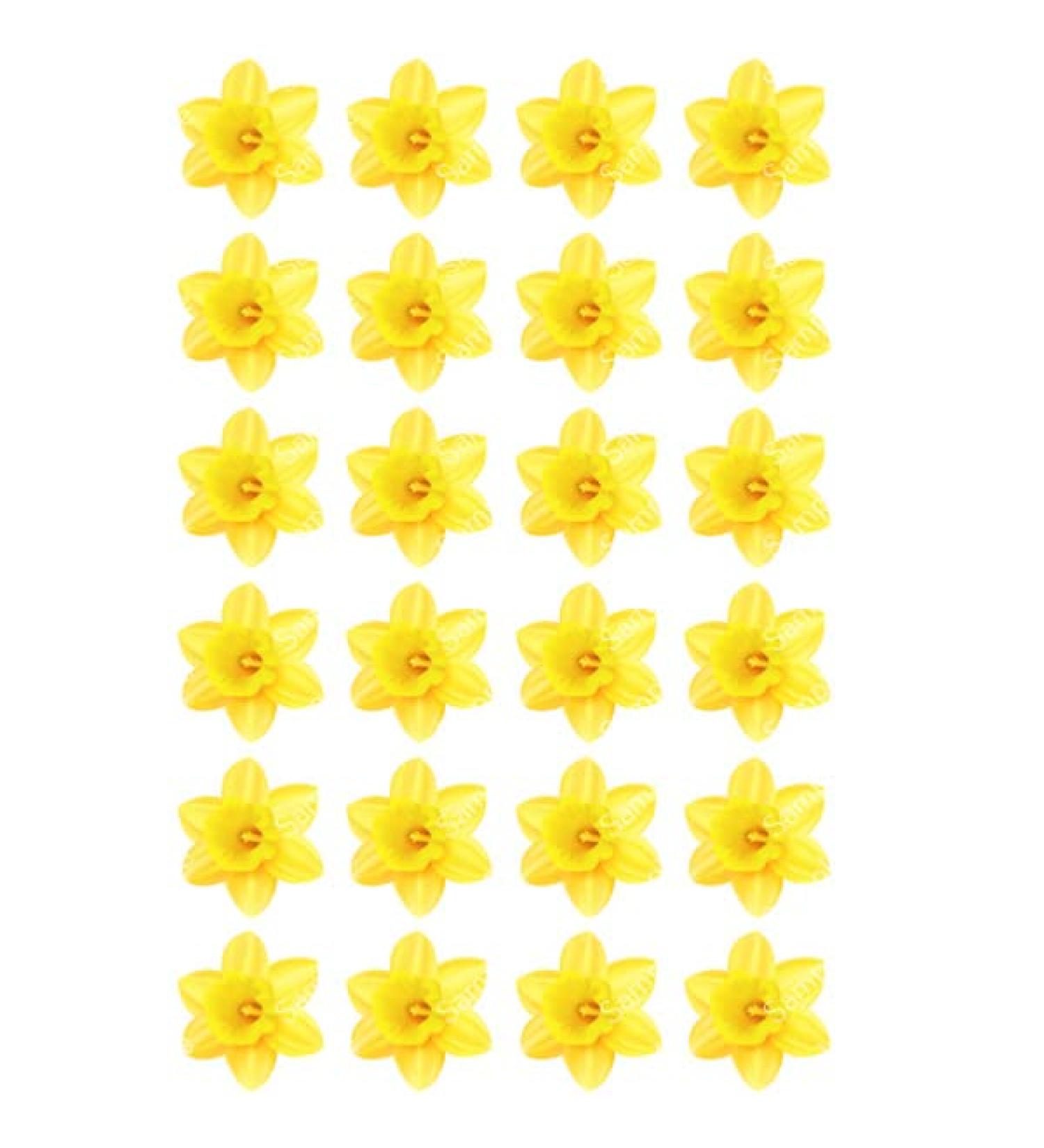 24 x PRECUT DAFFODIL EDIBLE WAFER CUPCAKE TOPPERS CAKE DECORATION