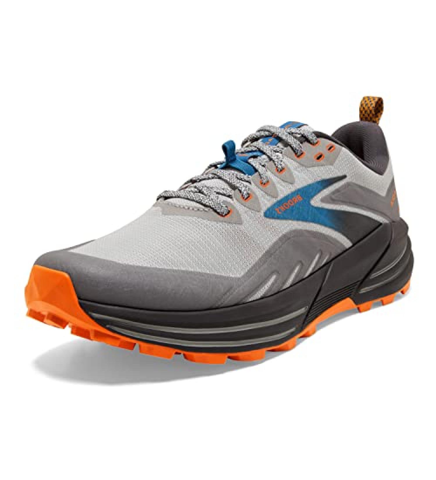 Brooks Cascadia 16 Men's Trail Running Shoe - Oyster Mushroom/Alloy/Orange - Size 12 - Buy Online on GoSupps.com