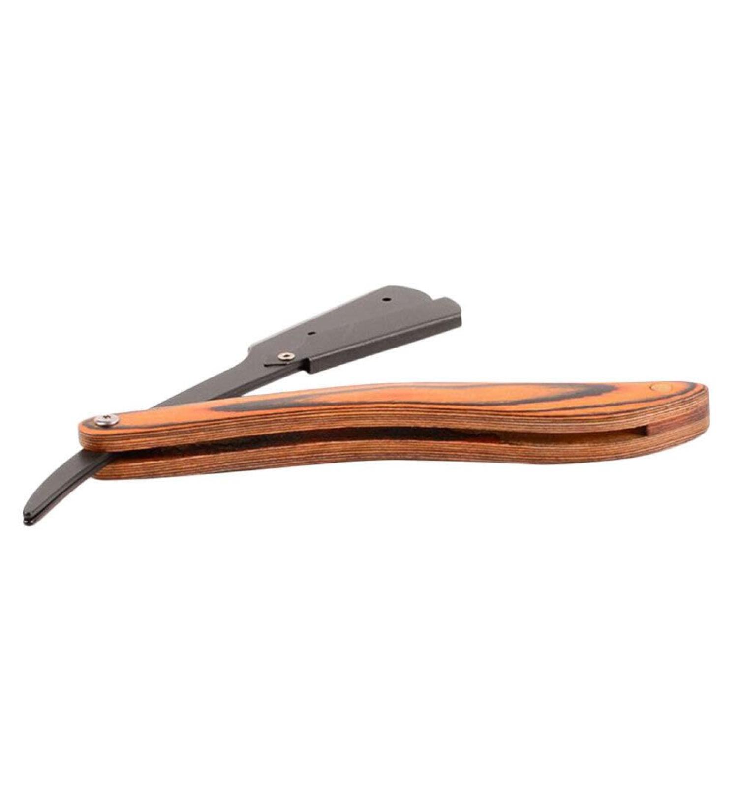NOLITOY Stainless Steel Folding Razor - Vintage Wooden Barber Shaving & Haircut Supplies for Men - Buy Online on GoSupps.com