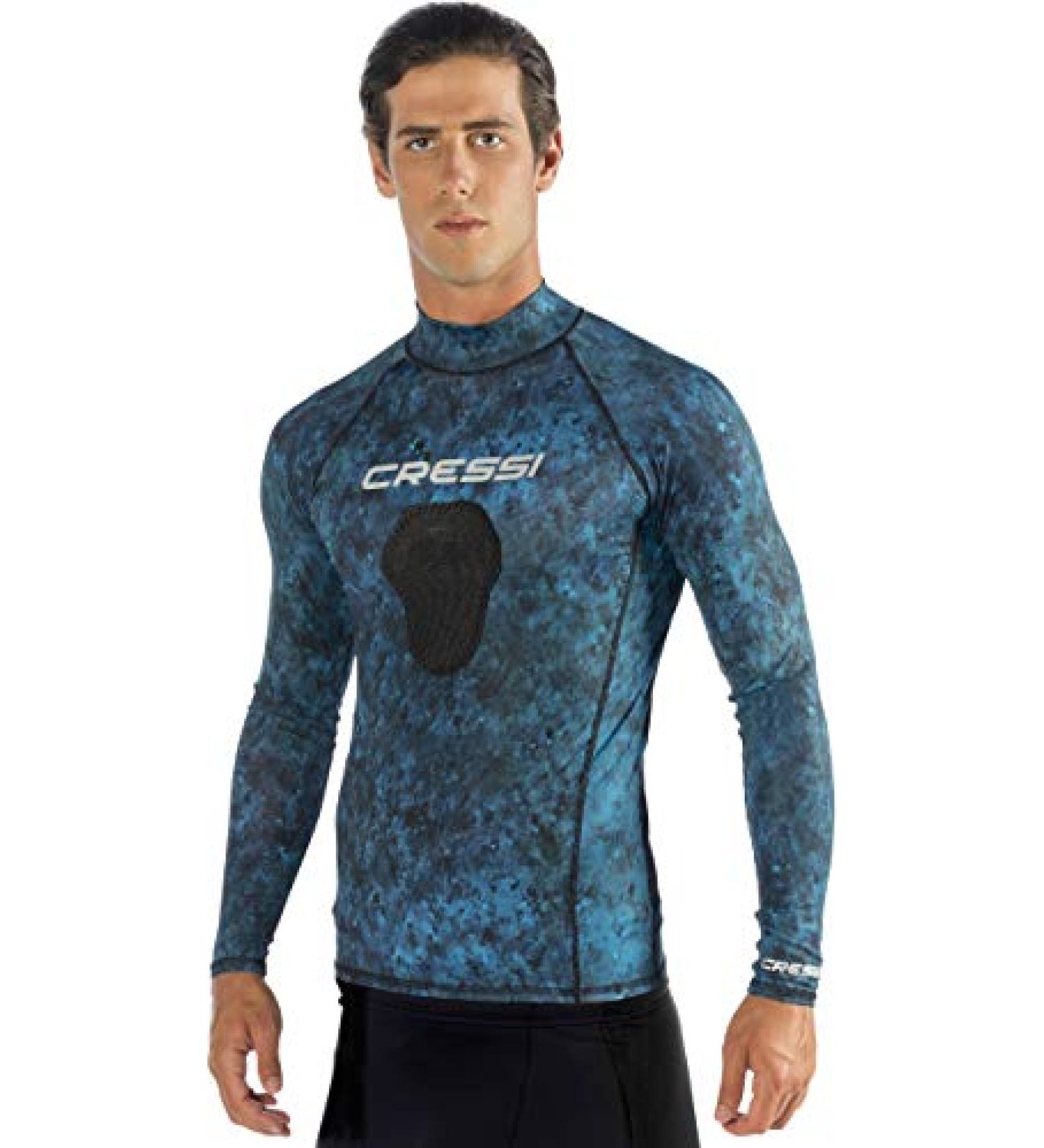 Cressi Camouflage Rash Guard for Scuba Diving & Spearfishing - Crew Neck, X-Large Camo Blue - Buy Online on GoSupps.com