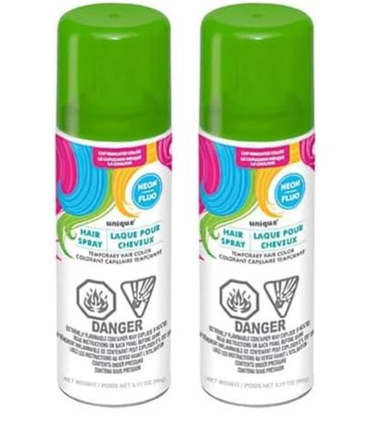 Unique Green Neon Hair Spray - Perfect for Your Bold Standout Look & Special Events - 3.17 fl oz (1 Pc) (Pack of 2) Green 4.5 Fl Oz (Pack of 2) - Buy Online on GoSupps.com
