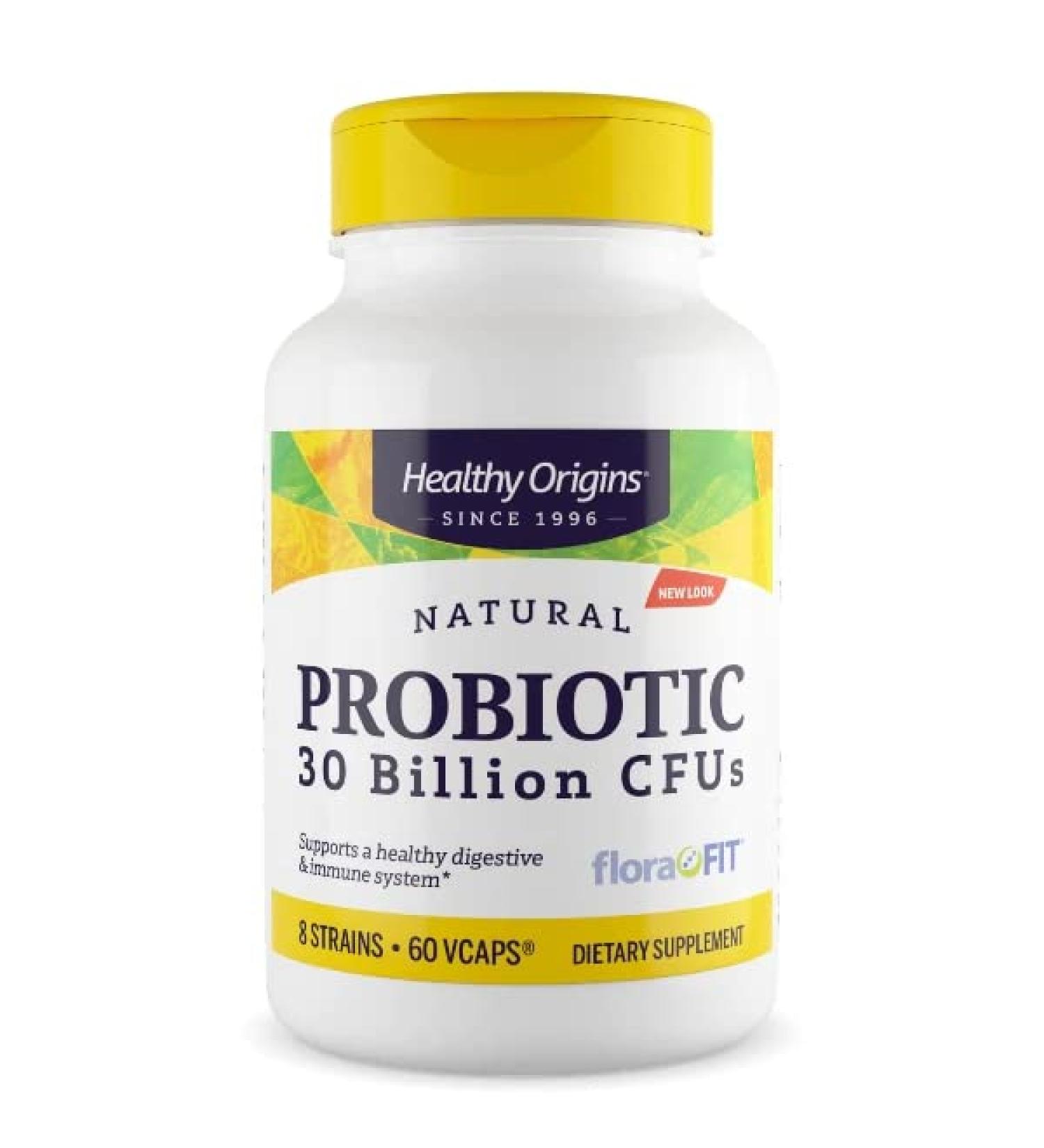 Healthy Origins Probiotic 8 Strains - 30 Billion CFU - 60 Vegetarian Capsules | Laboratory Tested, SOYA-Free, Gluten-Free, Non-GMO - Buy Online on GoSupps.com