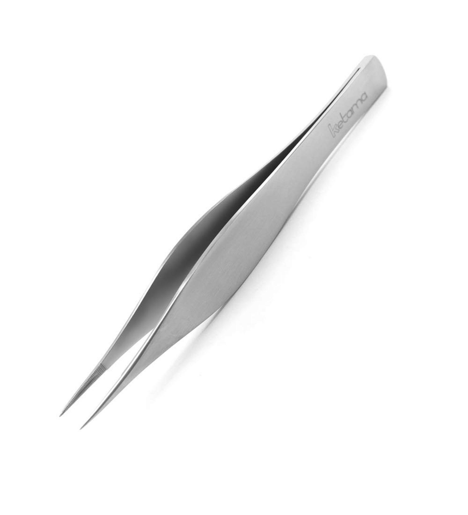 Ketama |Splinter tweezers - rust -free stainless steel - Long thin tip - 11cm long - Large hinge field for tweezers for removal of splinters - precision work - cosmetics - smooth arched handles
