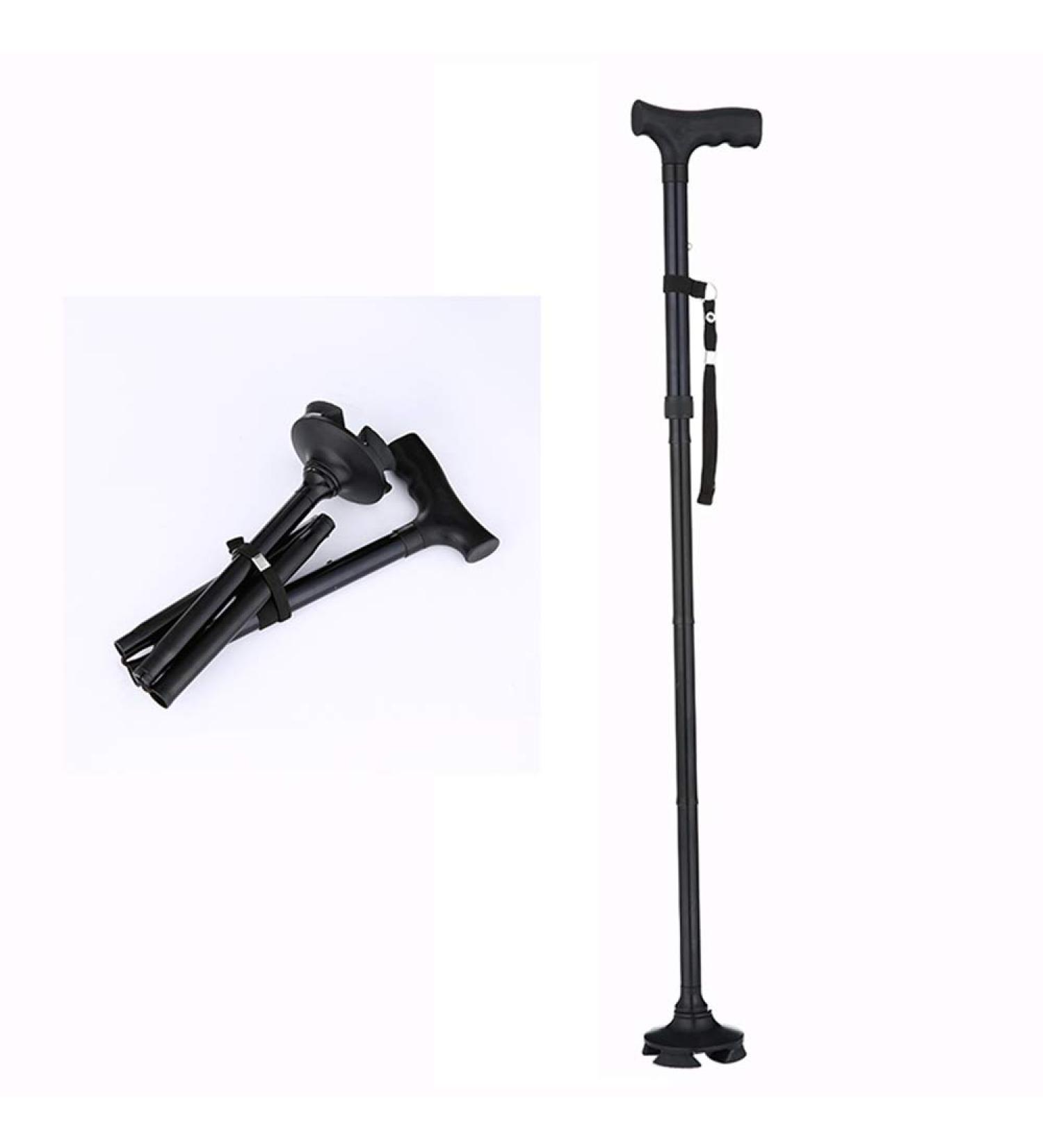 Folding Walking Stick Telescopic Walking Cane with Ergonomic T Handle Base Crutch Aluminum Alloy Lightweight Height Adjustable for Elderly Fashionable Innovate - Buy Online on GoSupps.com