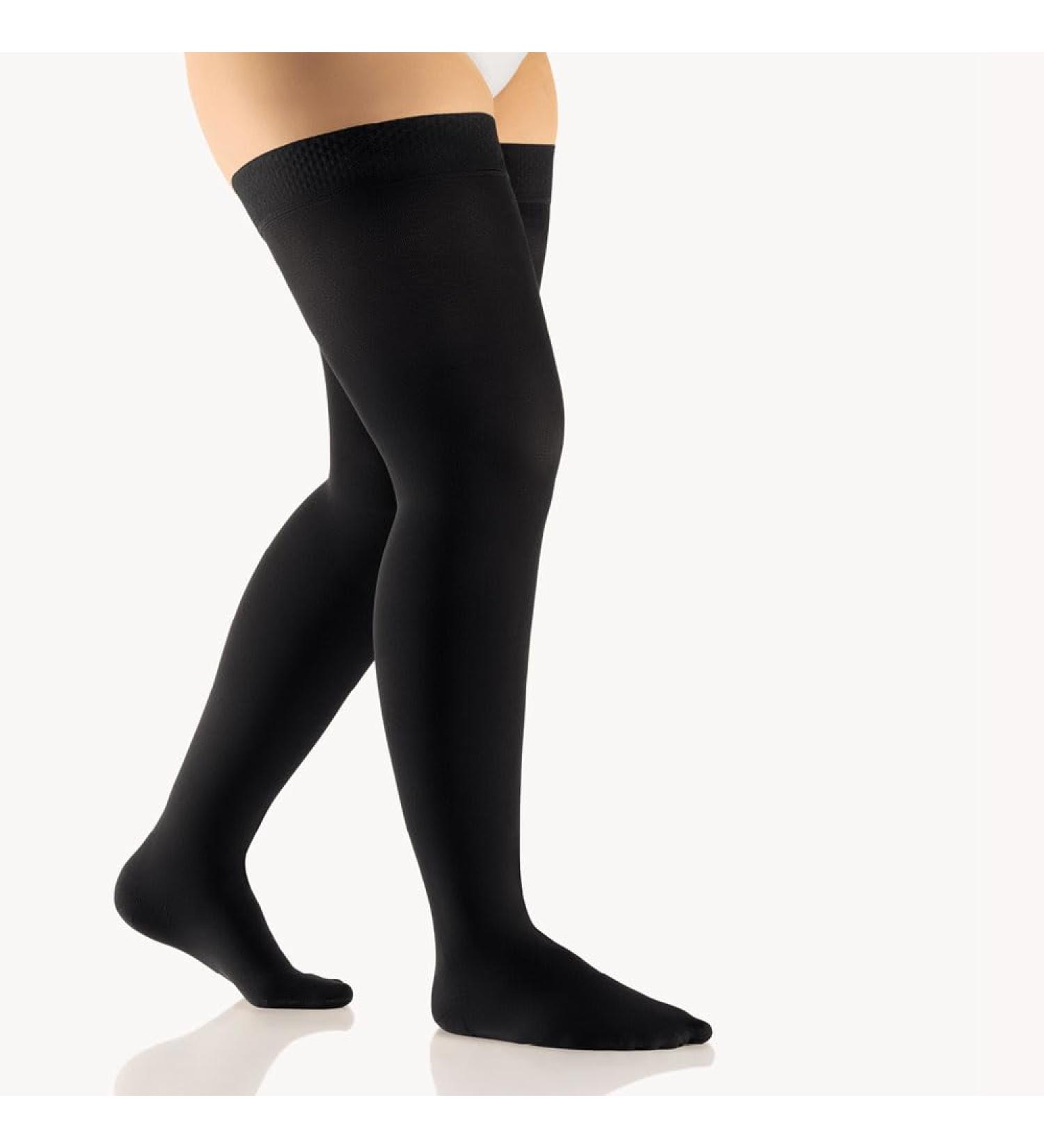 BORT AktiVen Extra CCL2 AG Thigh Highs - Normal Closed Toe with Nubbed Adhesive Band 4 - Black | Premium Compression Stockings for Optimal Comfort - Buy Online on GoSupps.com