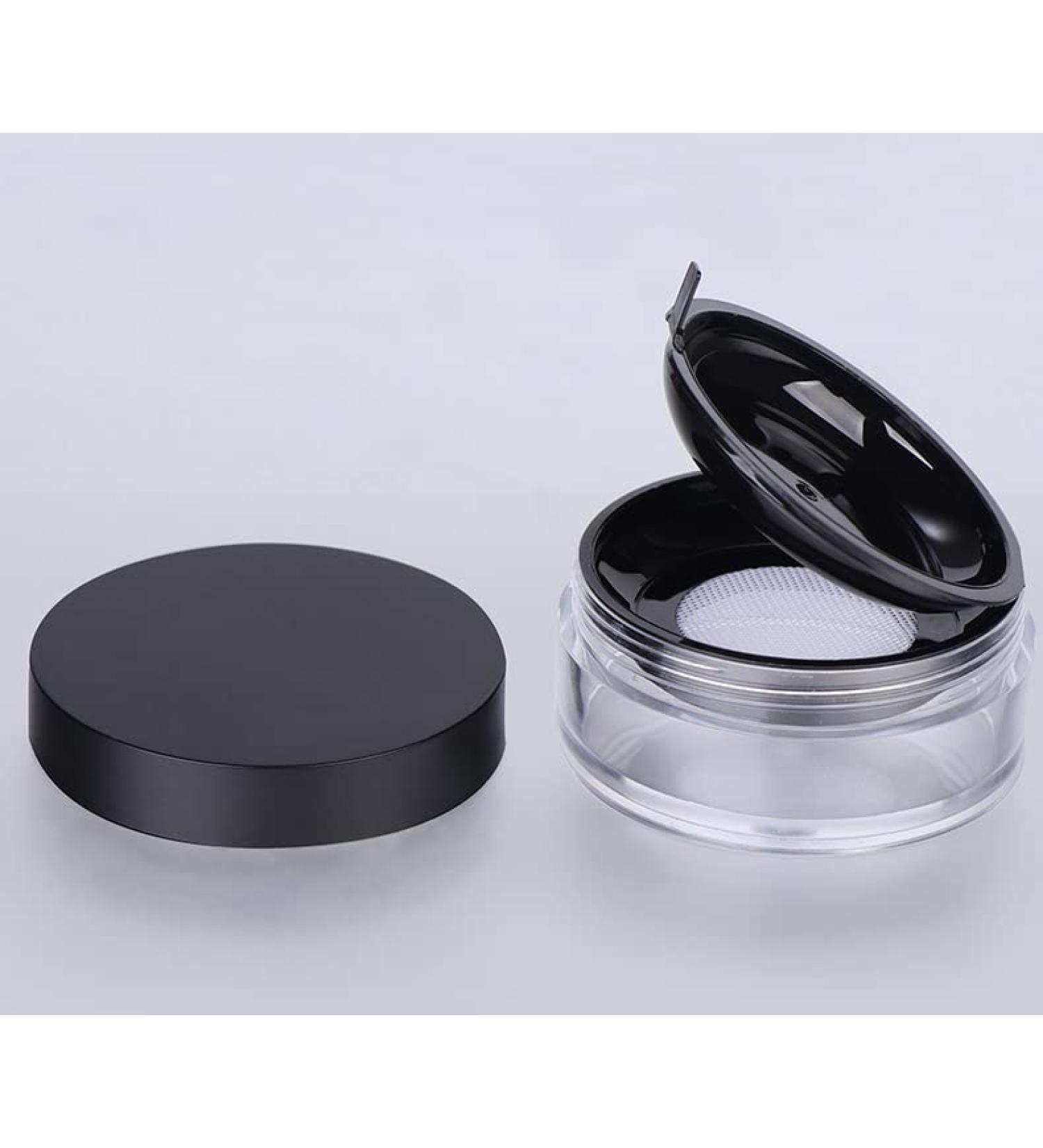 15 ml Leak-free Reusable Plastic Powder Container DIY Makeup Powder Container with Sponge Puff Stretch Mesh Screen and Screw Cap Black - Buy Online on GoSupps.com