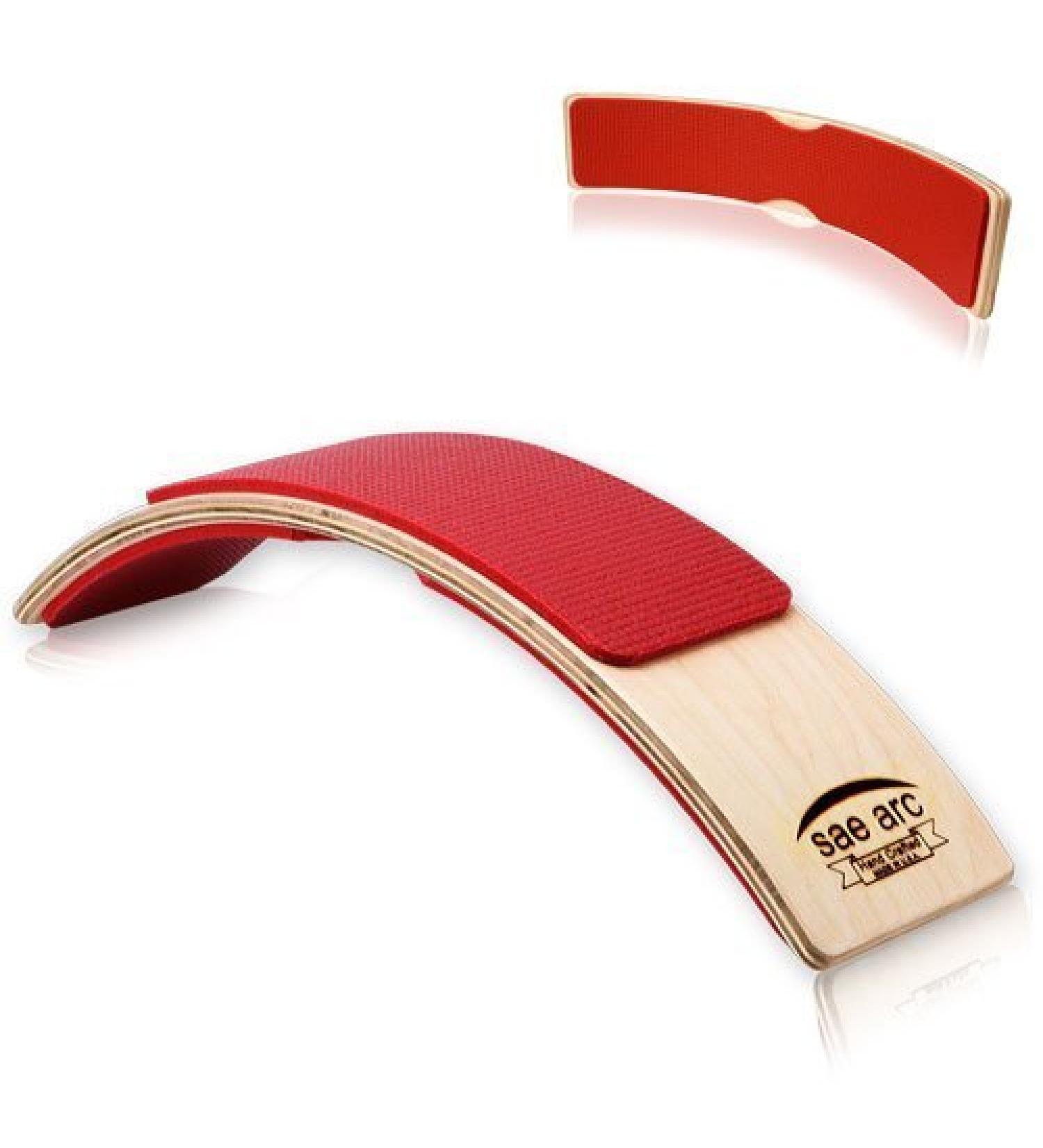 Spine Stretching Lumbar Support - Wooden Back Flex & Posture Alignment Device (Red)