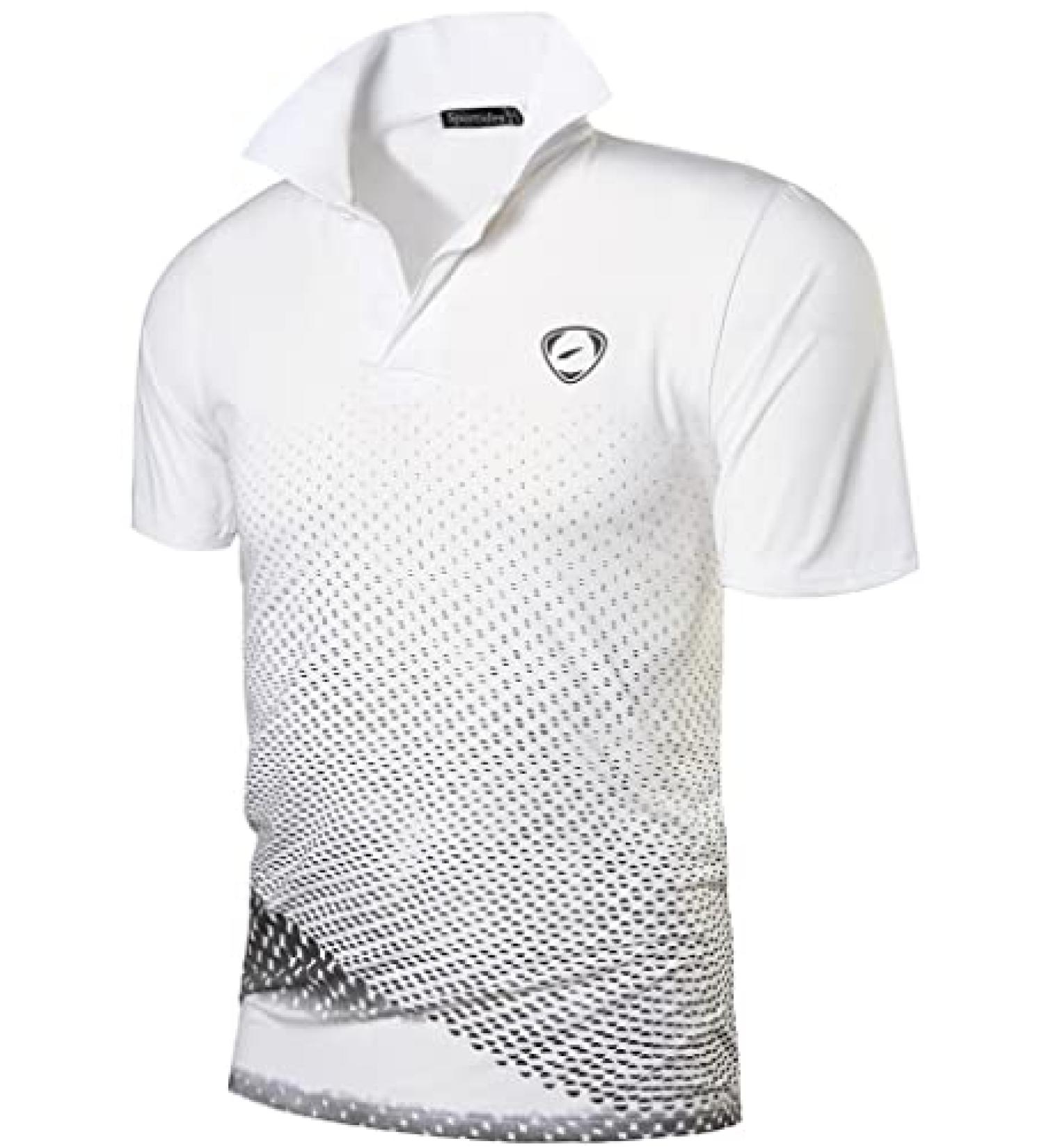 Sportides Men's Short Sleeve Dry Fit Polo Tee Shirt - White/Black - Size Large LSL195 - Buy Online on GoSupps.com