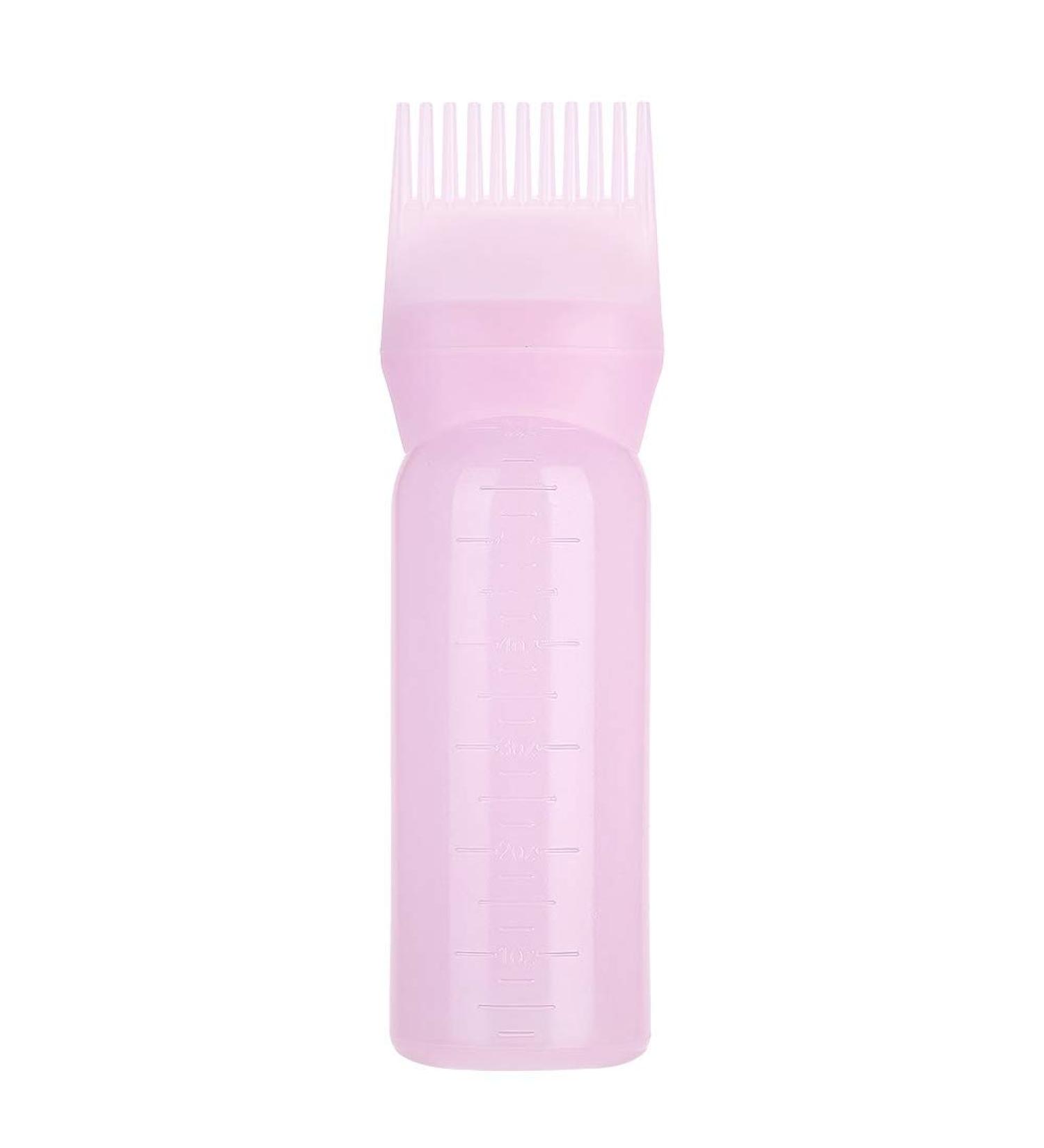Buy Honiwu Hair Oil Applicator Bottle 170ml | Root Ridge Comb & Brush for Perfect Hair Color Application - Pink - Buy Online on GoSupps.com