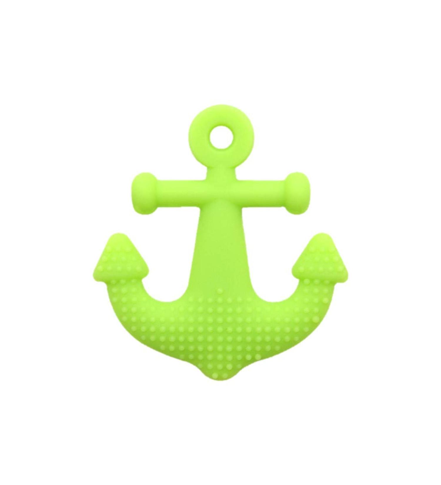 Yummy Baby Silicone Bite Ring & Training Toothbrush | FDA Approved BPA Free | Soft Pacifier Teething Toy - Green Anchor - Buy Online on GoSupps.com