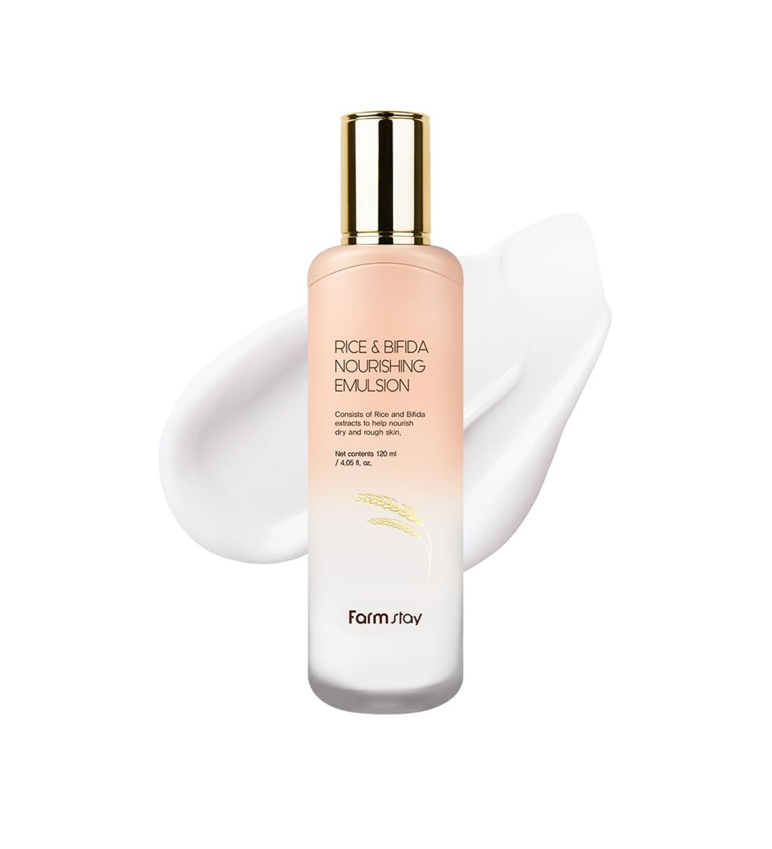 FARMSTAY Rice & Bifida Nourishing Emulsion Dark Spots Correcting Remover with Niacinamide Hydrating & Smoothing Rice Moisturizer for Glow Skin for Women & Men Korean Skin Care 4.05 Fl. Oz. - Buy Online on GoSupps.com