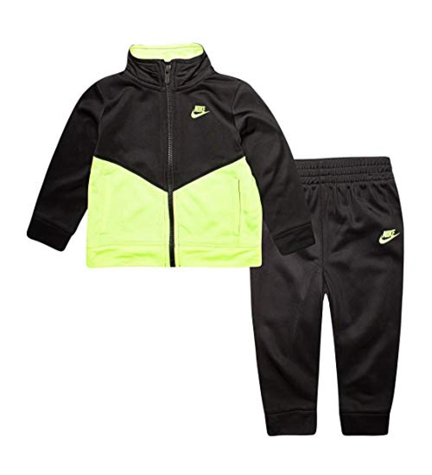 Nike Boys Zip Track Jacket & Jogger Pants Set Black(66f192-ke4)/Volt 7 Years