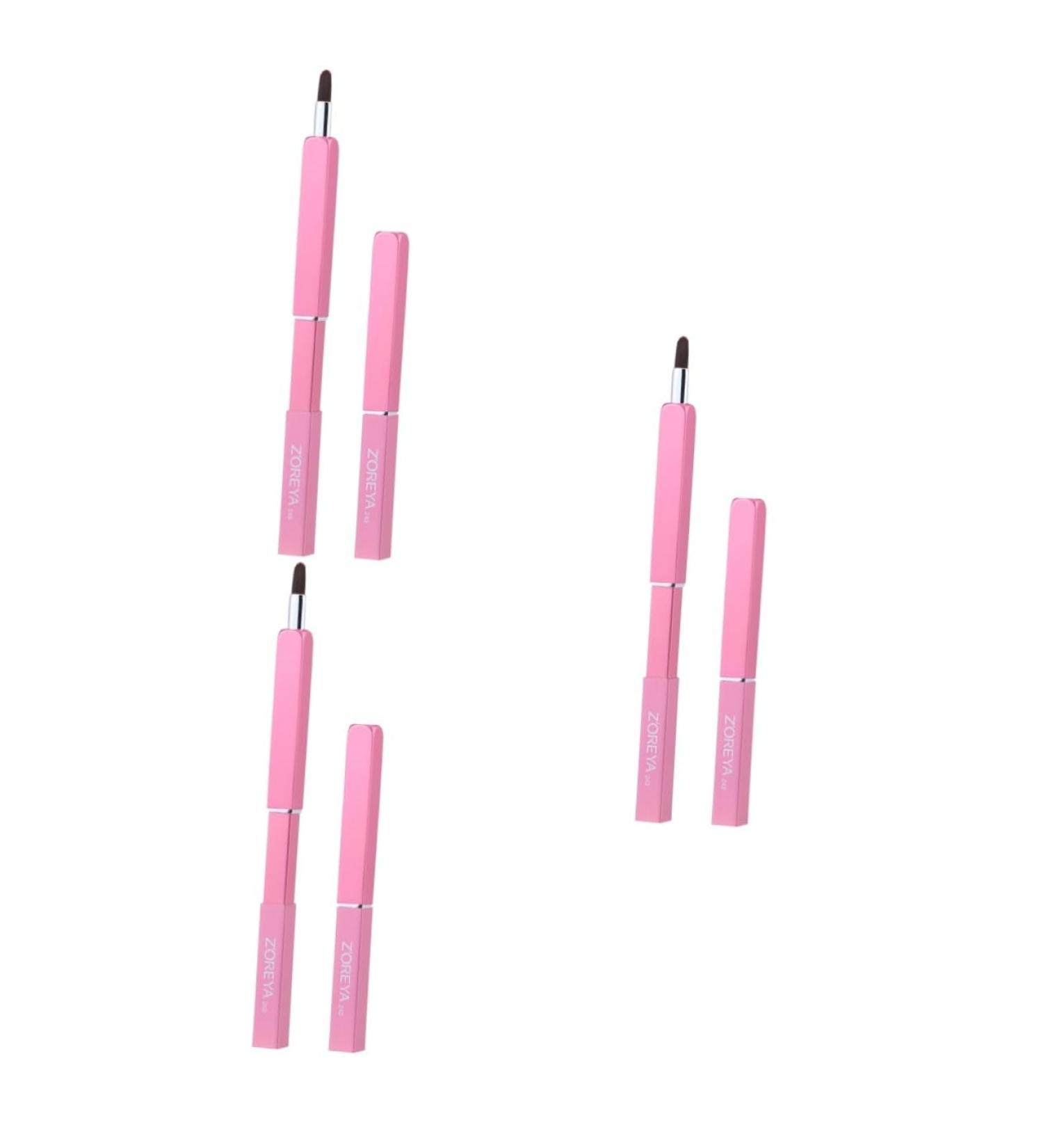 FRCOLOR 3pcs Dual Ended Retractable Makeup Brushes - Lipstick Applicator & Eyebrow Brush Set - Flexible & Portable - Perfect for Travel - Pink - Buy Online on GoSupps.com