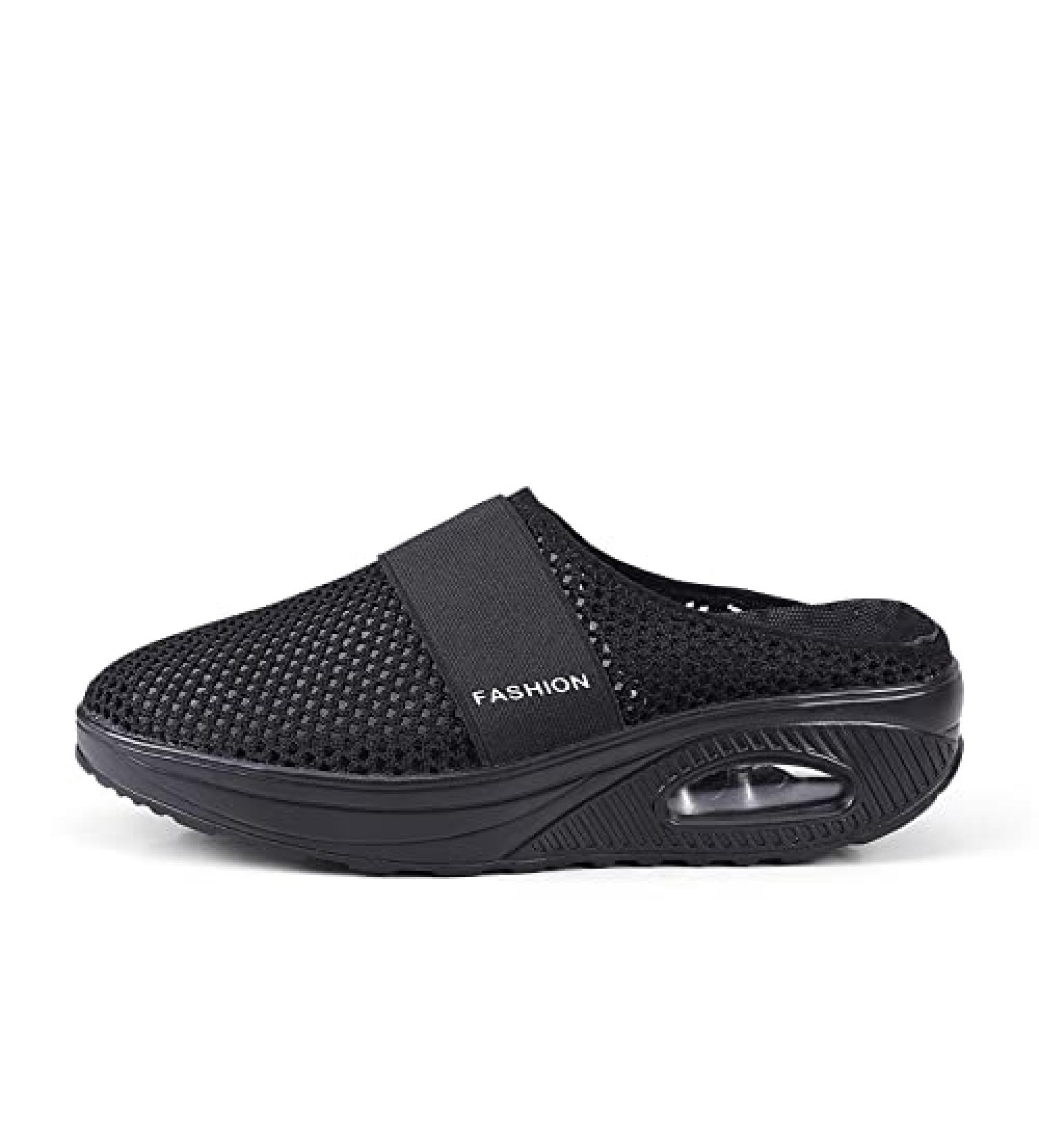 Women's Air Cushion Slip-On Walking Shoes | Orthopedic Diabetic Mesh Clogs & Mule Slippers - Black Size 6.5 - Buy Online on GoSupps.com