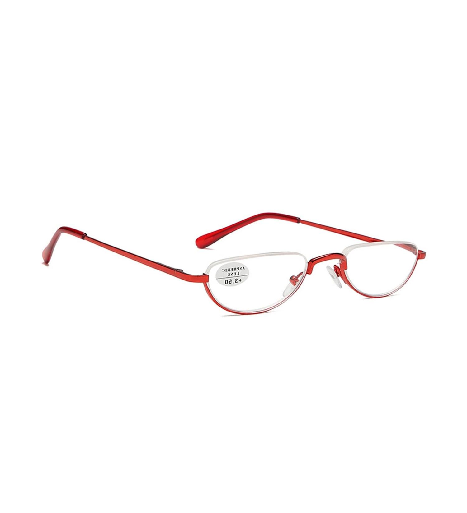Stylish Half-Moon Reading Glasses for Men & Women | Anti Eyestrain Metal Frame Eyeglasses - Red 2.5x - Buy Online on GoSupps.com
