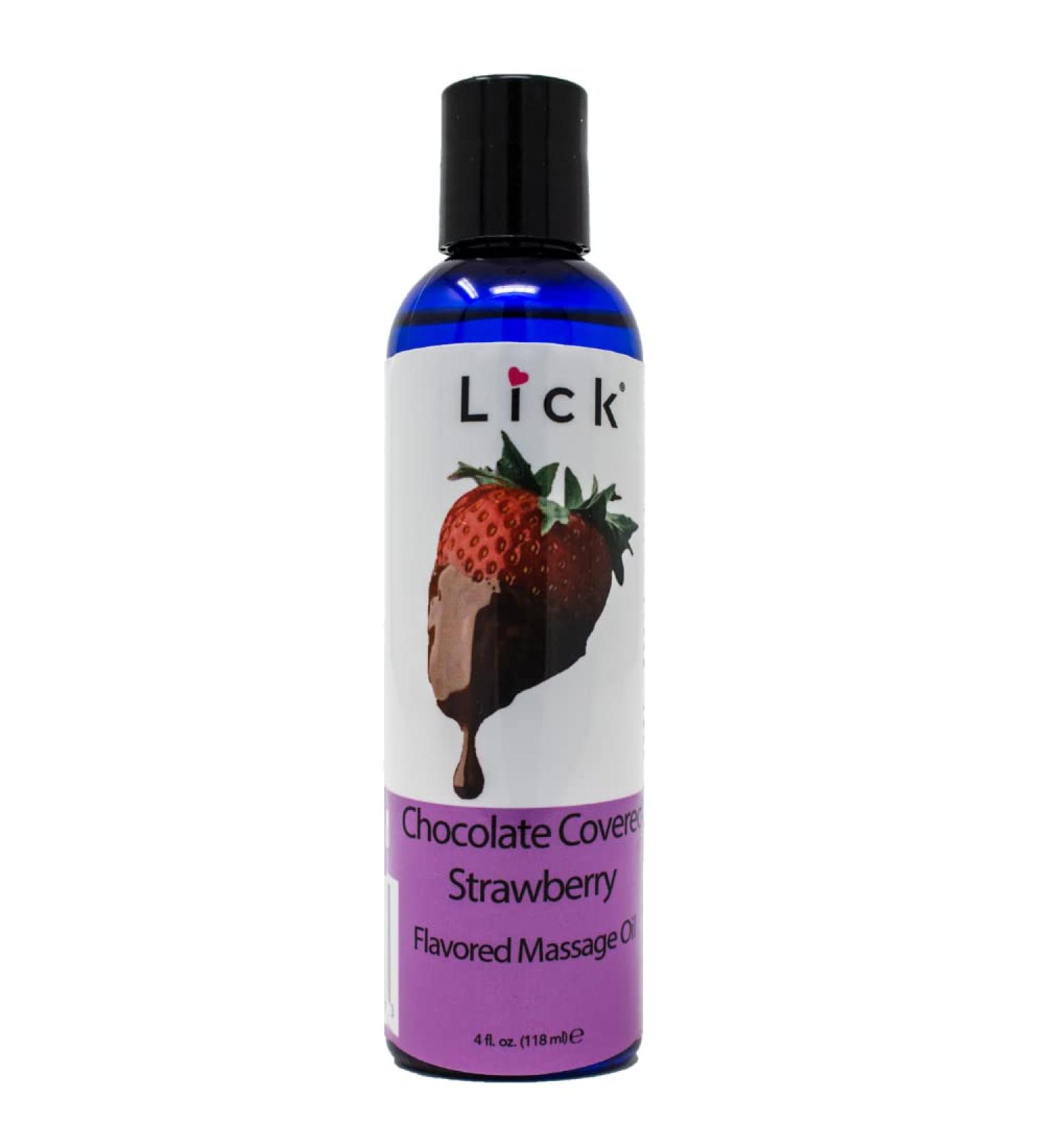 Lick Chocolate Covered Strawberry Massage Oil - Nourishing Body Oil with Vitamin E | Luxurious Aromatherapy for Couples - 4 Fl. Oz - Buy Online on GoSupps.com