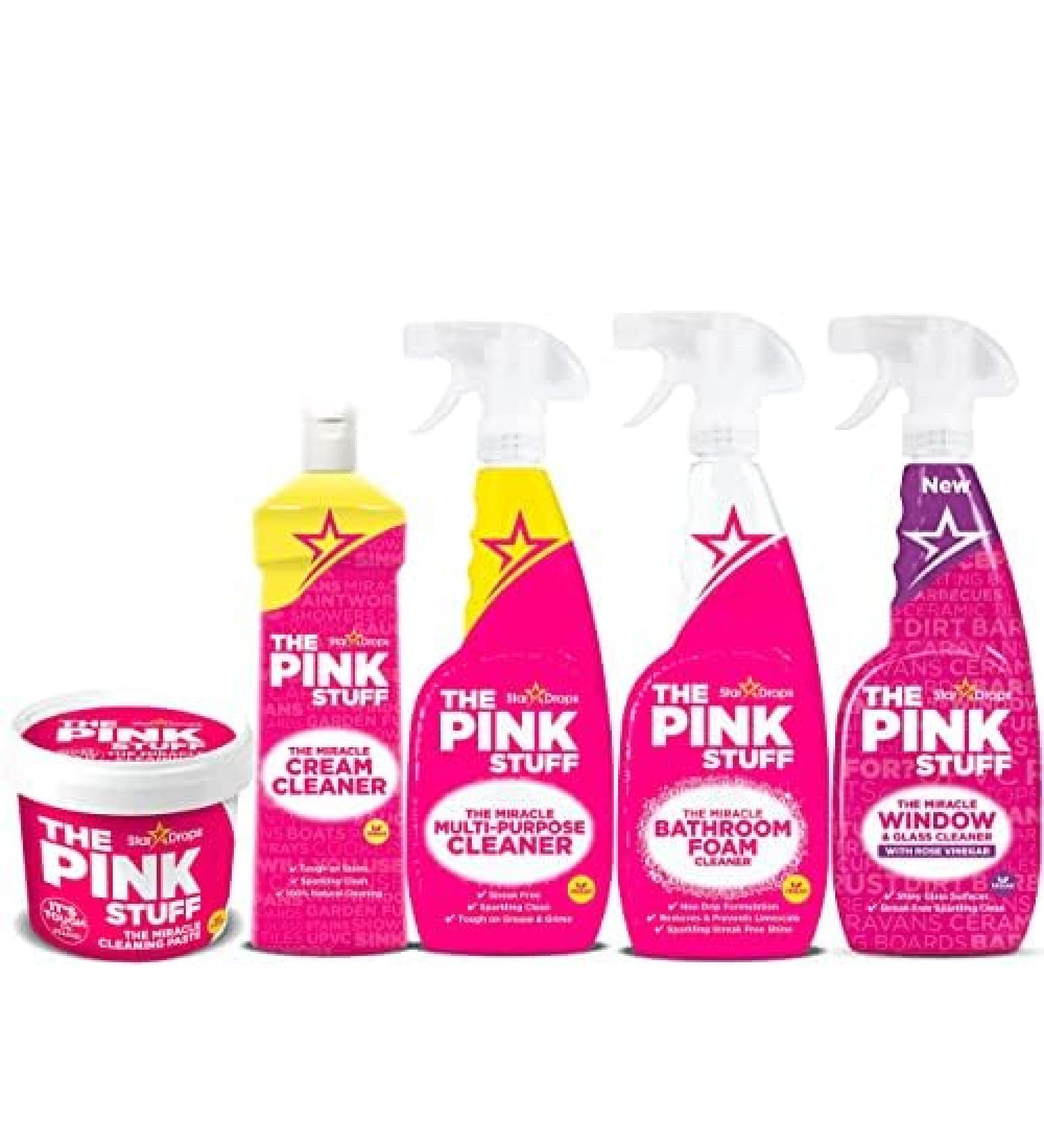 Stardrops - The Pink Stuff - The Miracle Cleaning Paste Multi-Purpose Spray Bathroom Foam Spray Window & Glass Cleaner and Cream Cleaner Bundle