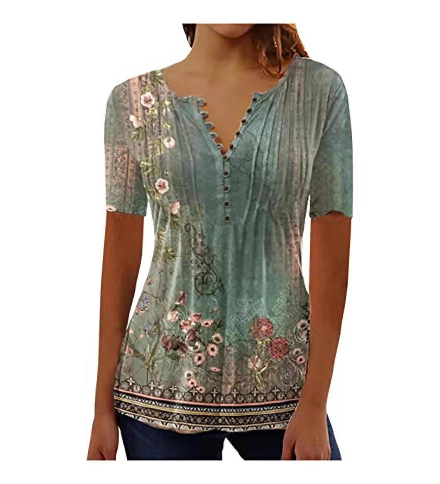 Women's Floral Tops: Dressy Casual V-Neck Summer Shirts | XX-Large Graphic T-Shirt & Solid Square Neck Top - Buy Online on GoSupps.com