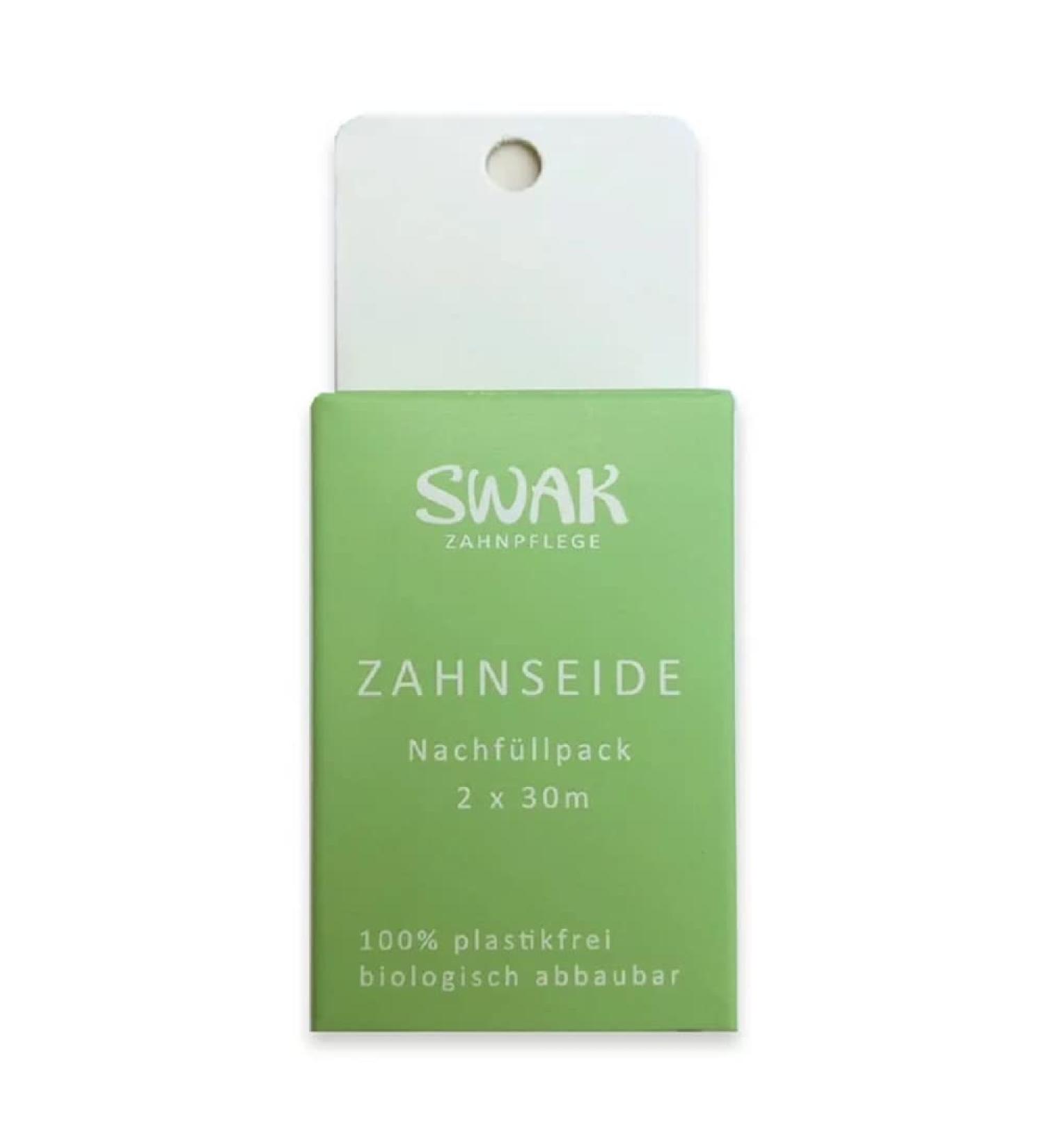 Swak dental floss "plastic-free" - refill pack 2 x 30m (pack of 3)
