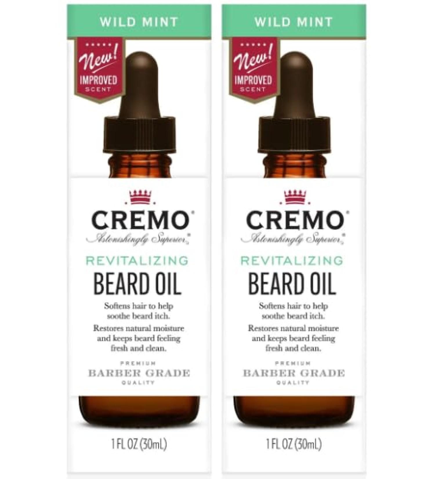 Cremo Beard Oil Revitalizing Wild Mint | Natural Moisture & Soften Beard | Pack of 2 (1 fl oz each - Buy Online on GoSupps.com