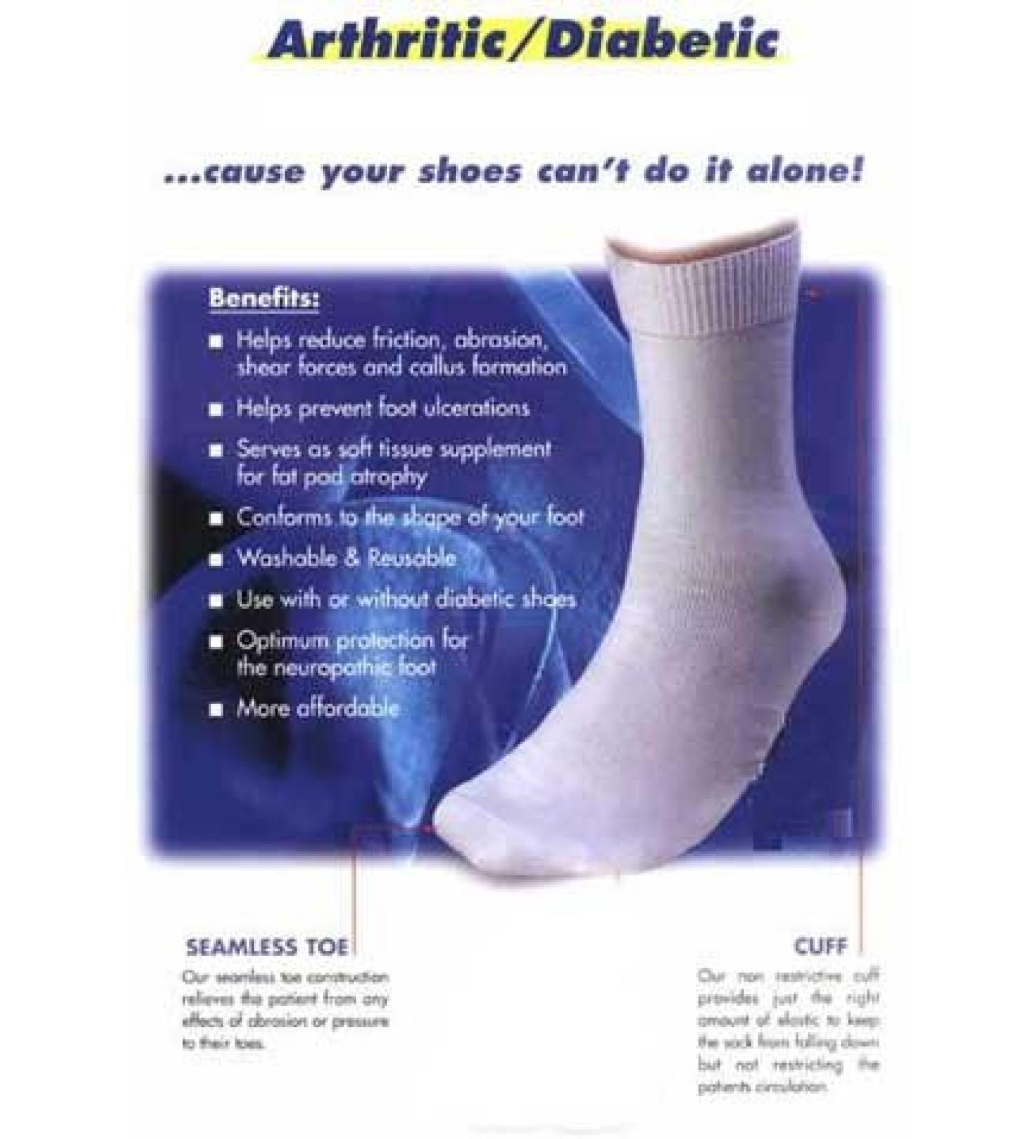 3 Pairs Diabetic Socks For Foot Pain And Neuropathy - Medium - Crew (Size 10-13)