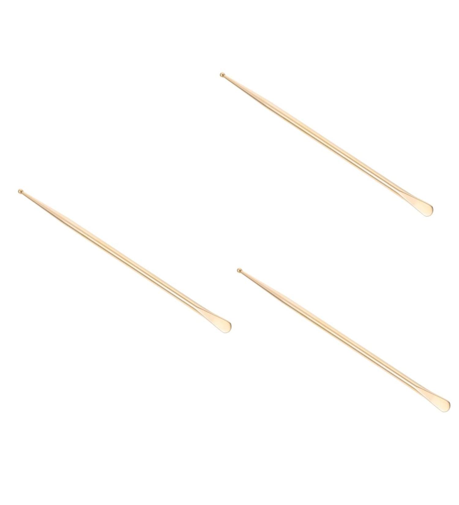 3 Pcs Reflexology Auricular Probe Set | Face & Body Massage Tools | Ear Stimulator & Detecting Pen | Pure Copper | Golden Finish | 13.3x0.6cm - Buy Online on GoSupps.com