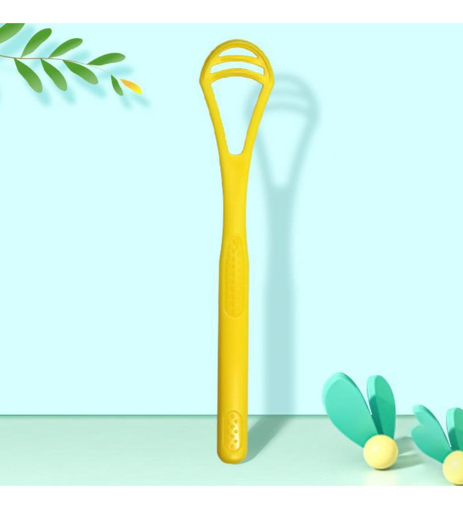 AOYEAH Silicone Tongue Cleaning Brush - Effective Tongue Scraper for Oral Care & Massage - Yellow - Buy Online on GoSupps.com