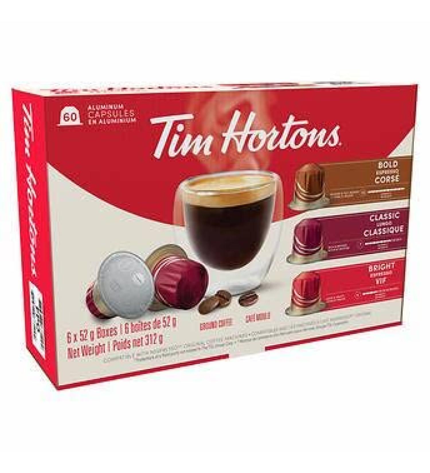 Tim Hortons Espresso Capsules Nespresso Original Line Compatible Variety Pack 60-count - Buy Online on GoSupps.com