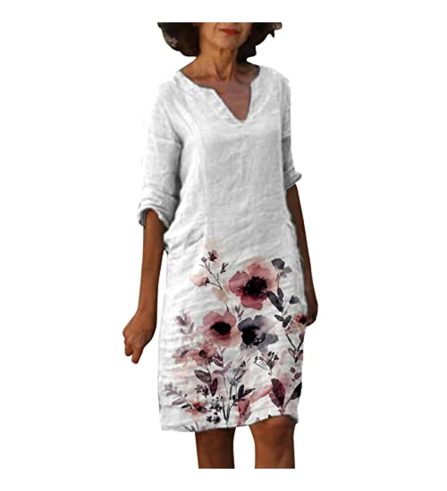 Fudule Women's V Neck T Shirt Dress - Elegant Evening Midi Dress for Cocktail Party - Buy Online on GoSupps.com