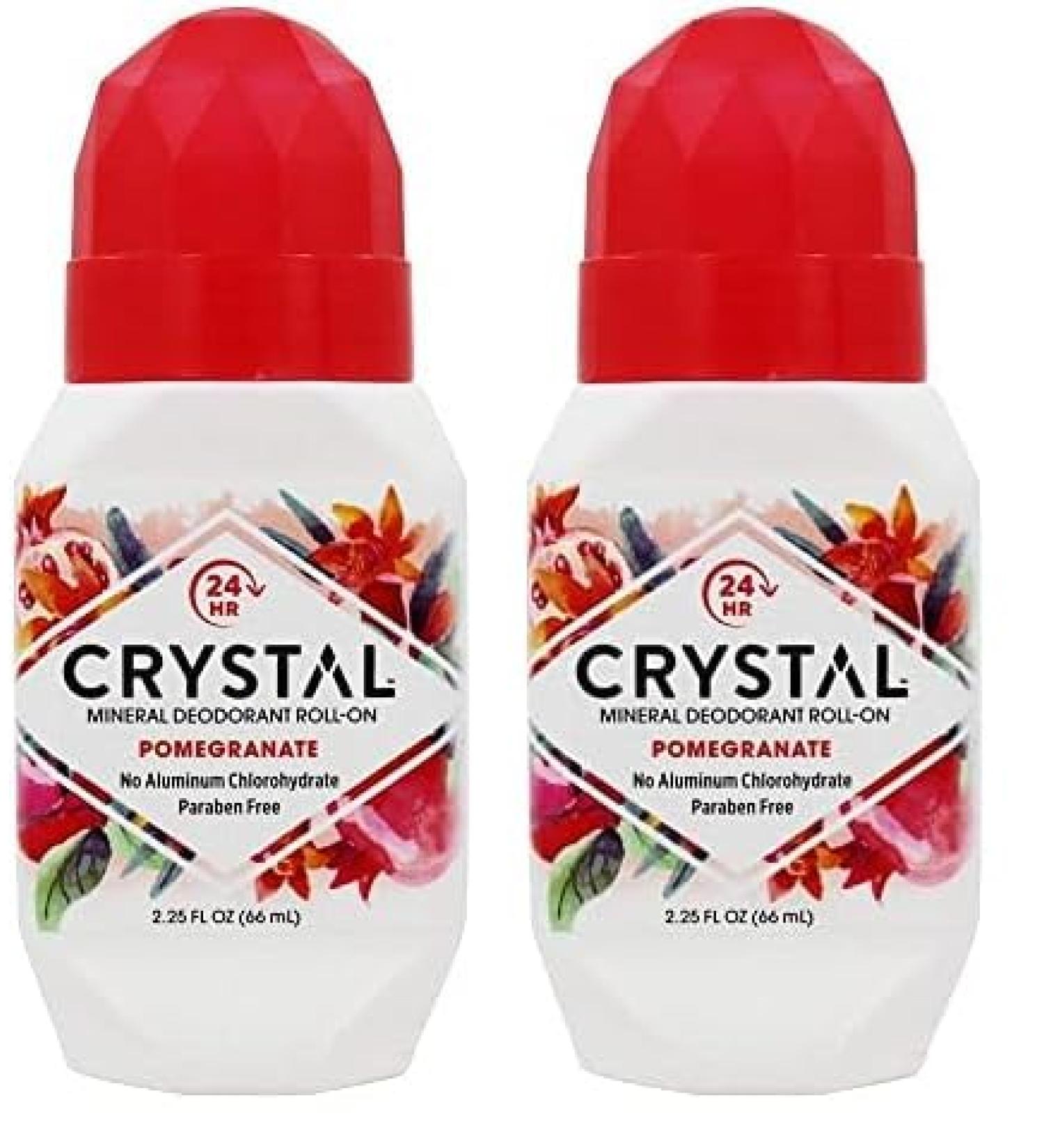 Crystal Body Deodorant Roll-On Pomegranate 2.25 oz (Pack of 2) Pomegranate 2.25 Fl Oz (Pack of 2)