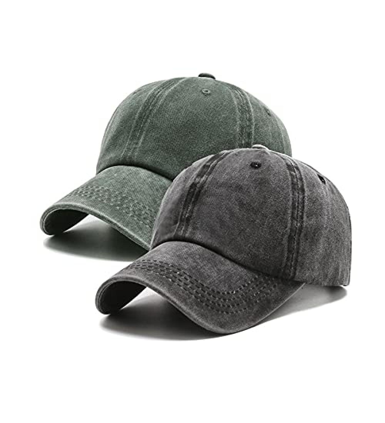 PFFY Vintage Washed Distressed Baseball Cap 2 Pack - Black & Dark Green Dad Golf Hat for Men and Women - Buy Online on GoSupps.com