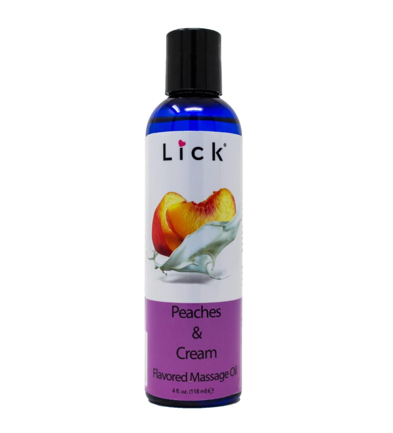 Peaches and Cream Massage Oil | Vegan Edible Body Oil with Vitamin E & Sweet Almond Oil | Relaxing Non-Sticky Full Body Massage for Men & Women - 4 oz - Buy Online on GoSupps.com