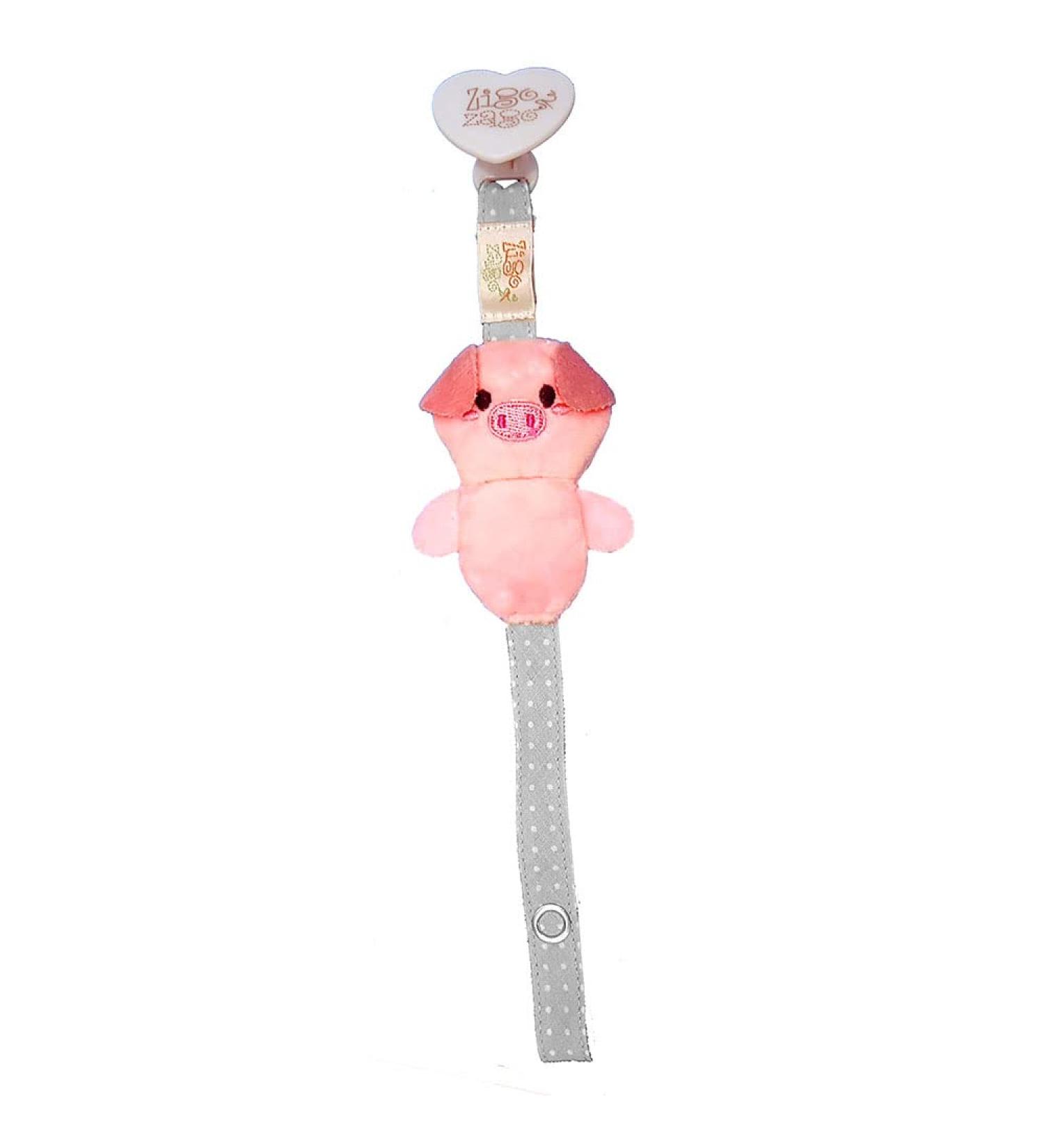 Zigozago Pacifier Chain with Plush Pig - Adorable & Secure Baby Accessory - International Shipping Available - Buy Online on GoSupps.com