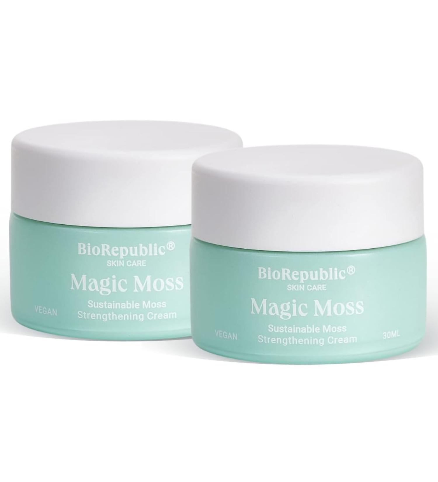 BioRepublic SkinCare Firming Facelift Magic Moss Cream with B5 Hyaluronic Acid 1% & Sustainable Moss Strengthening Formula - Leaping Bunny Cert. & 100% Vegan (30 mL) - Pack of 2 1 Ounce (Pack of 2)