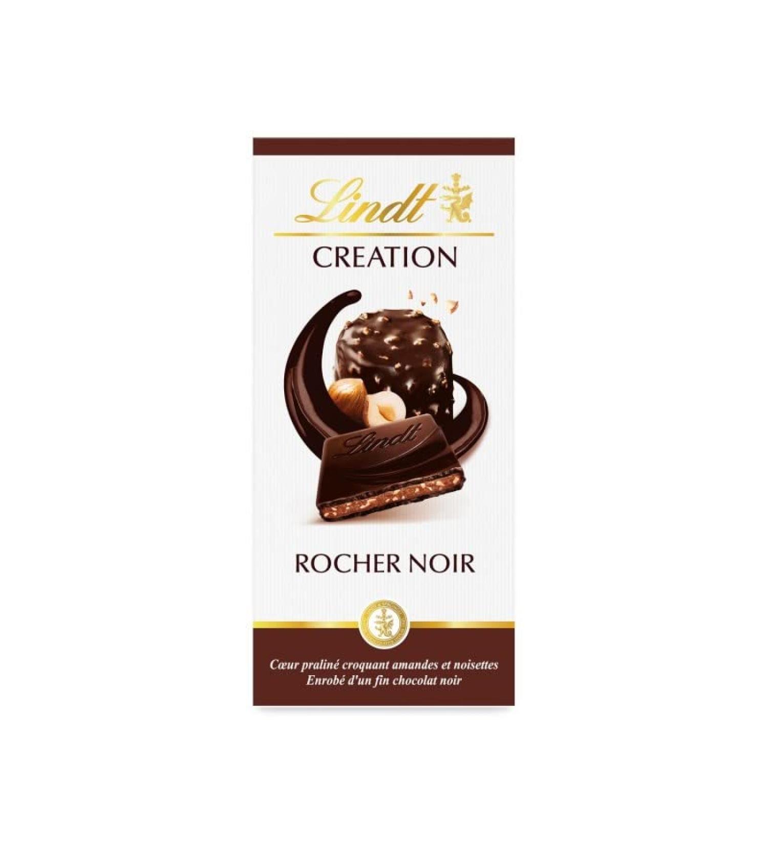 G n rique Lindt Creation Le Rocher Noir Chocolate Bar 150 g - Delicious Dark Chocolate Bar - A Treat for the Taste Buds - Practical Size 150 g - Pack of 4