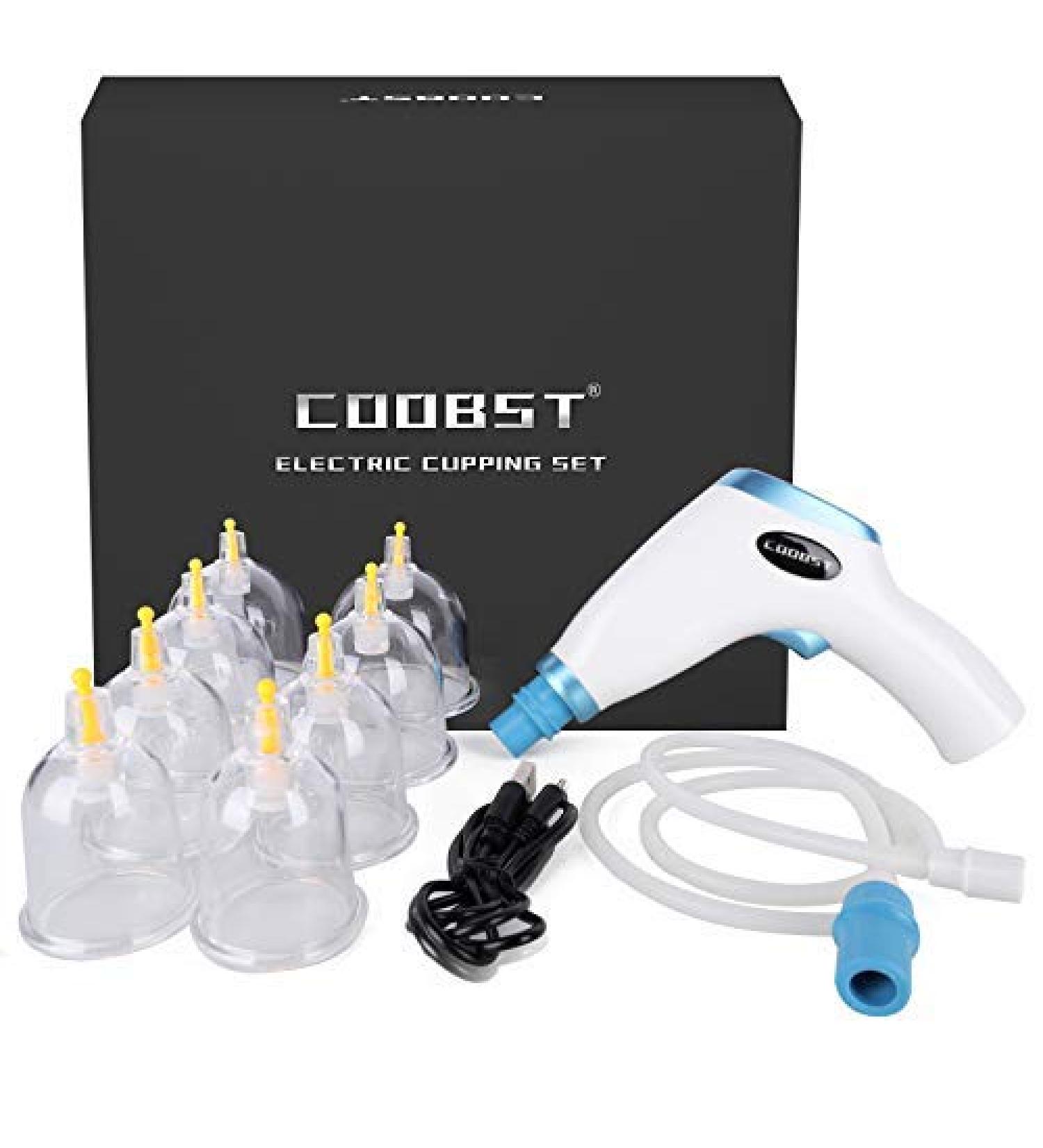 COOBST Cupping Set - Professional Chinese Therapy Kit with Pump and Extension Tube - Blue (9pcs) - Buy Online on GoSupps.com