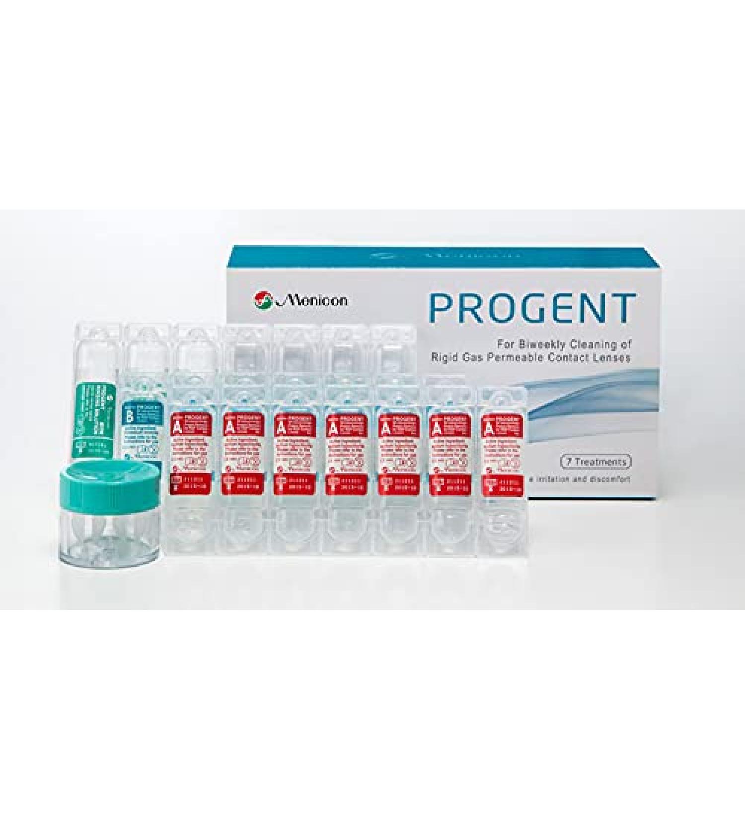 Menicon Progent Biweekly Contact Lens Cleaner - Removes Protein Deposits (7 Treatments)