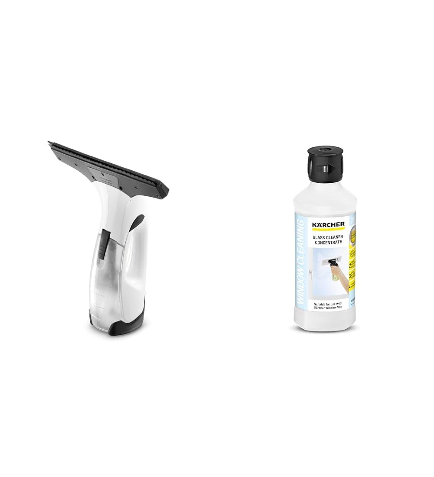 Bundle of K rcher Window Vac WV 2 Battery Running Time: 35 min LED Display for Battery Status Suction Nozzle: 280 mm for Streak-Free Cleaning + K rcher Window Cleaner Concentrate RM 500 + Window Conentrate