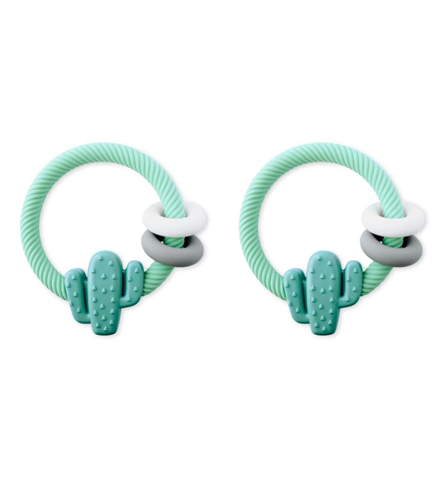 Itzy Ritzy Silicone Teether with Rattle | Cactus Teething Toy for Ages 3 Months+ | Pack of 2 - Buy Online on GoSupps.com