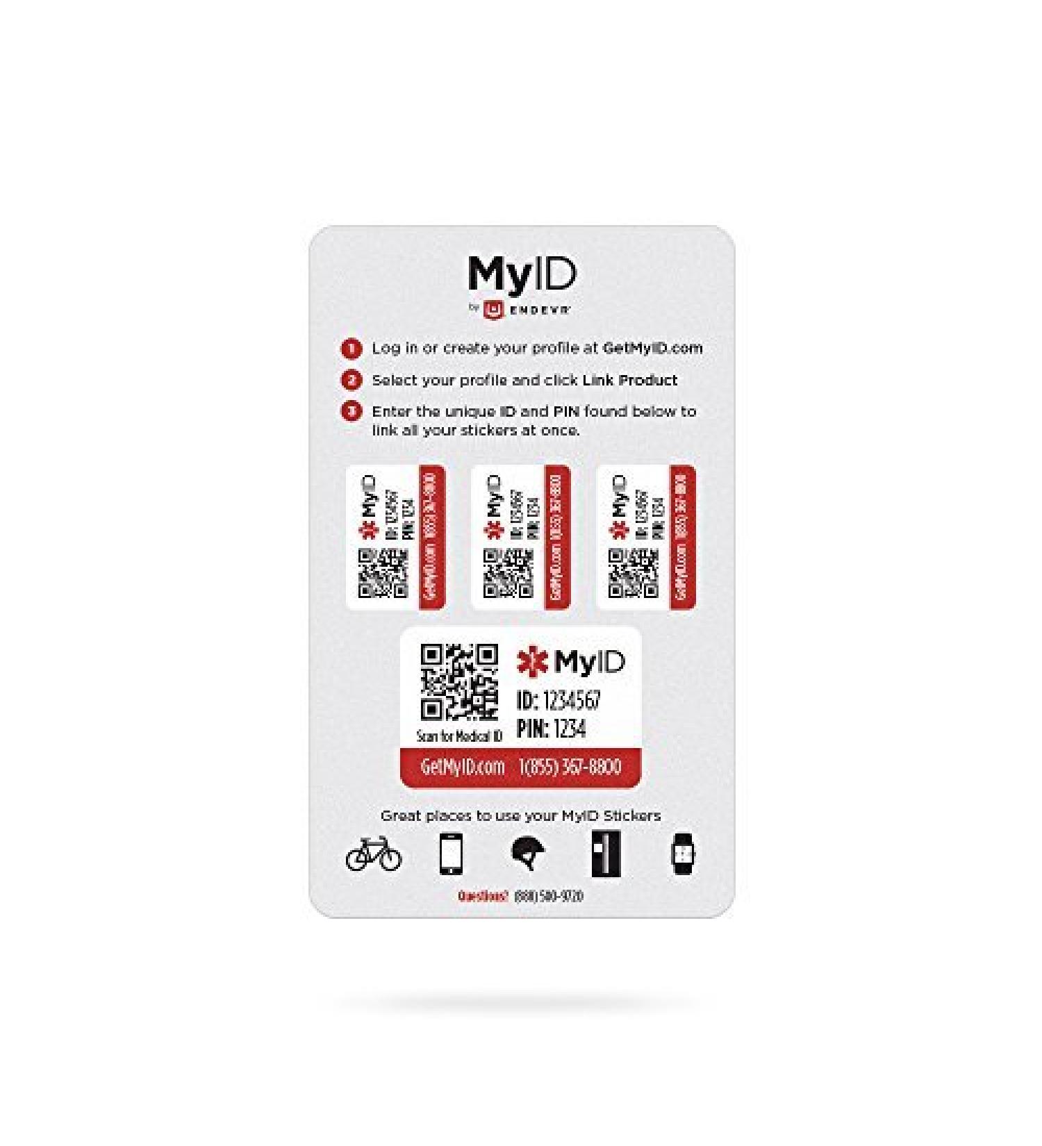 Endevr MyID Medical ID Sticker Kit, Store All of Your Medical Information for Emergencies, 4 Stickers