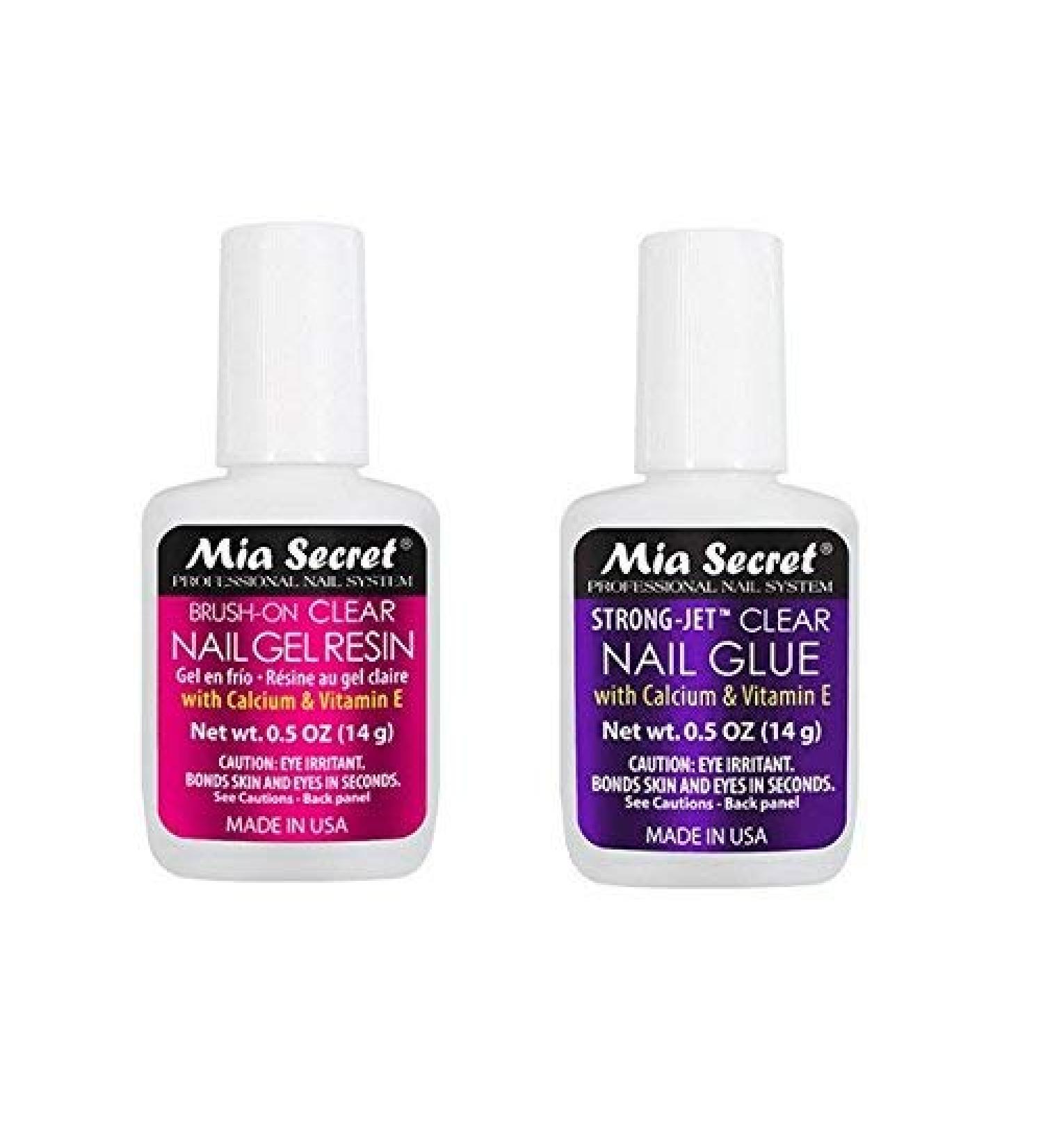 Mia Secret Set of 0.50 Oz Brush On Clear Resin and Strong Jet Glue