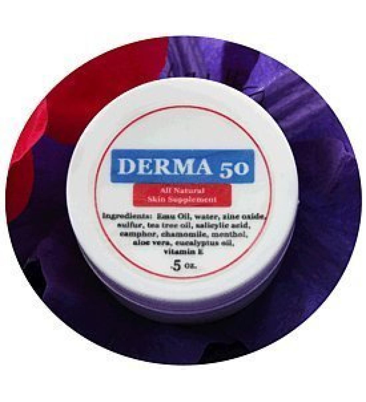 Purple Emu Derma 50 All Natural Skin Supplement Wound and Burn Cream with Emu Oil .5oz. Jar