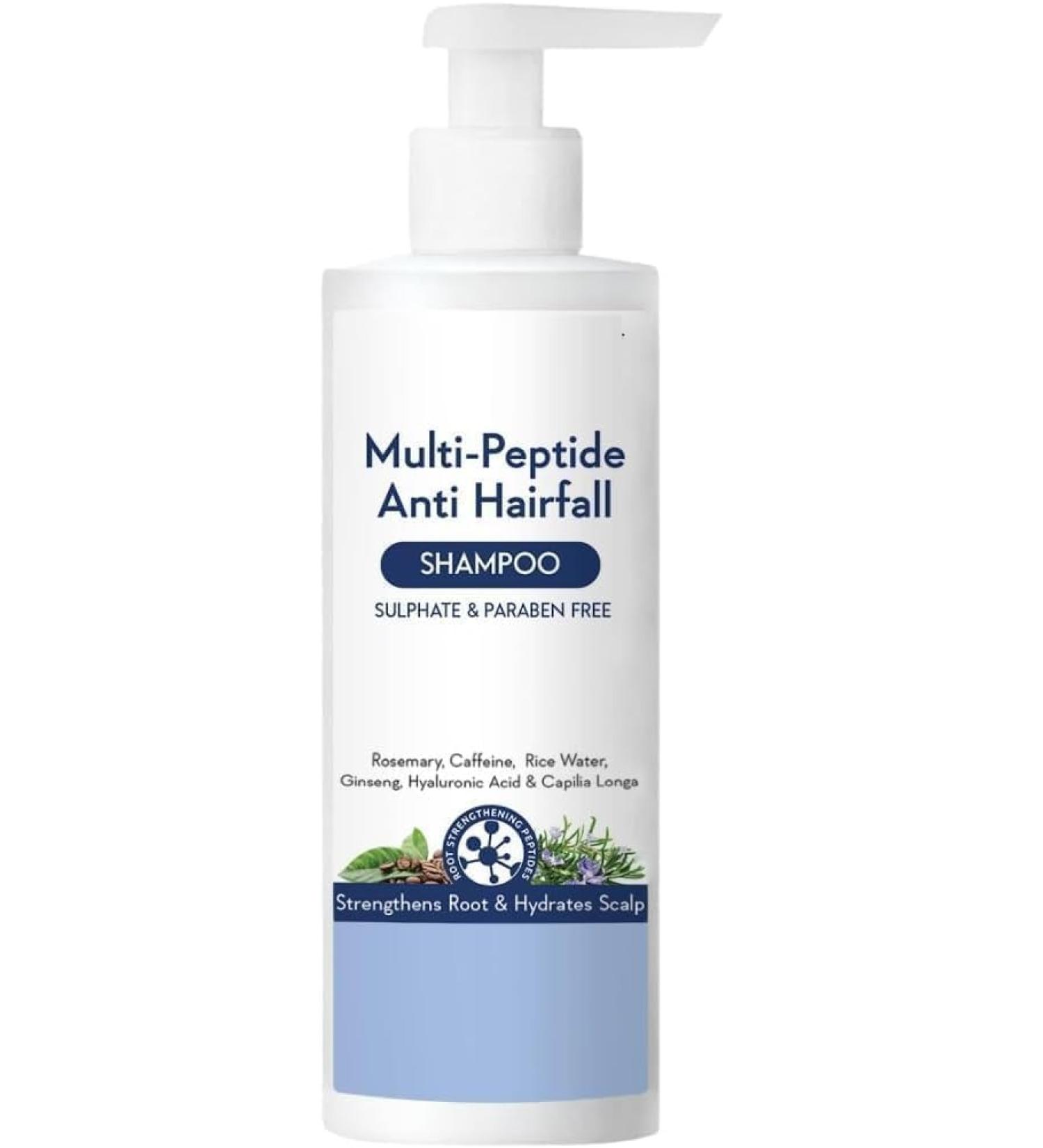 DX Multi Peptide Anti Hair Loss Shampoo - Paraben & Sulfate Free Shampoo for Men & Women with Rice Water Rosemary Hyaluronic Acid and Caffeine to Control Hair Loss 250ml Pack - Buy Online on GoSupps.com