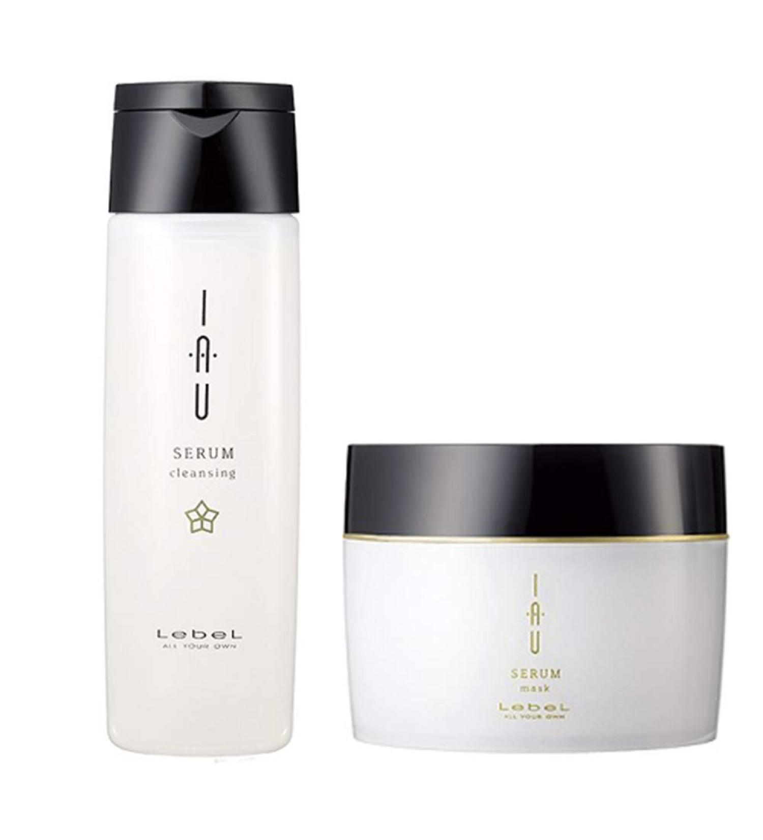 Lebel IAU Serum Cleansing Hair Shampoo & Hair Mask Set - 200ml Shampoo + 170g Green Tea Mask for Soft Healthy Hair - Buy Online on GoSupps.com